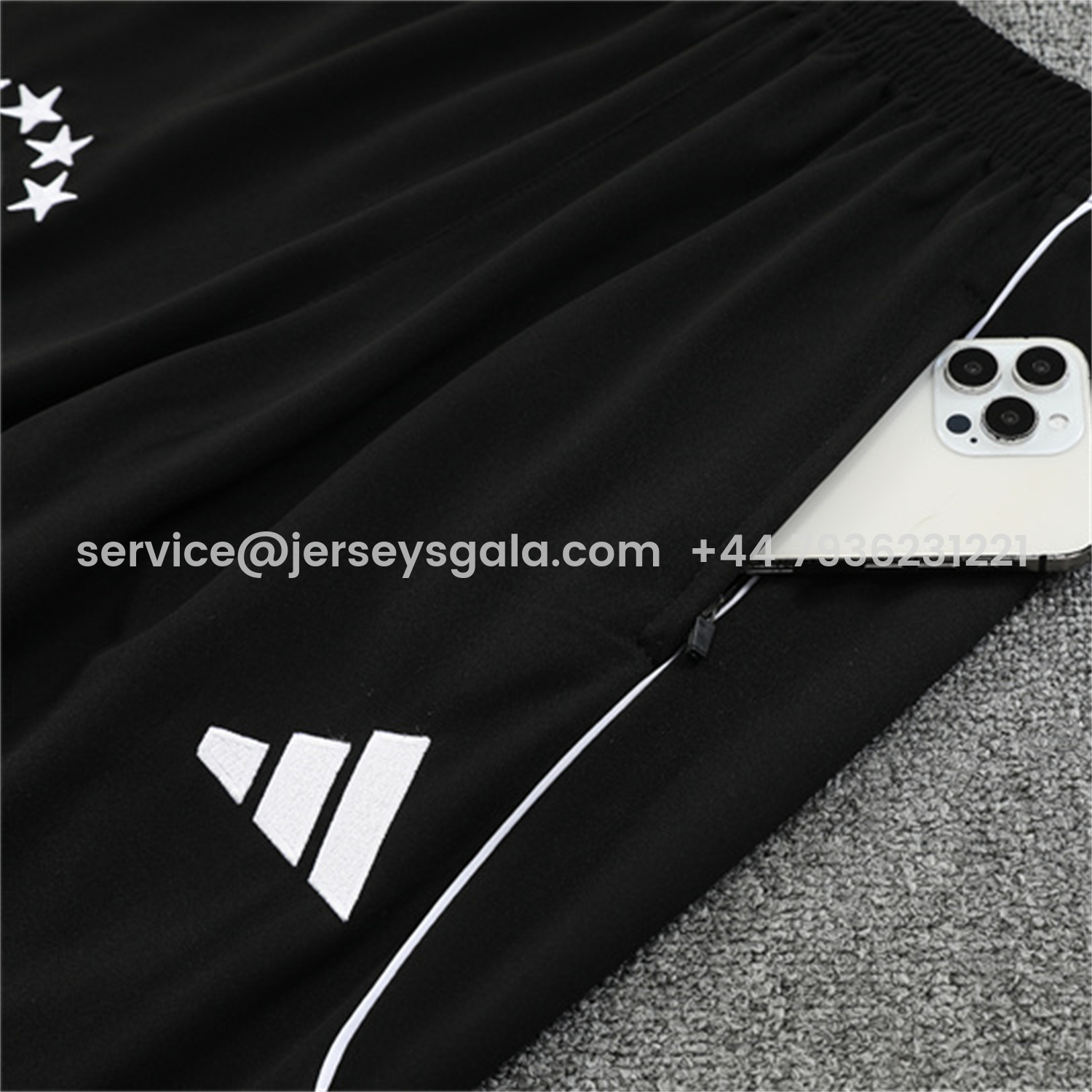 JerseysGala.com | Germany 25-26 Kids Long Sleeve Training Set - White Top and Black Pants -Customize Name, Number and Patch | Worldwide Shipping