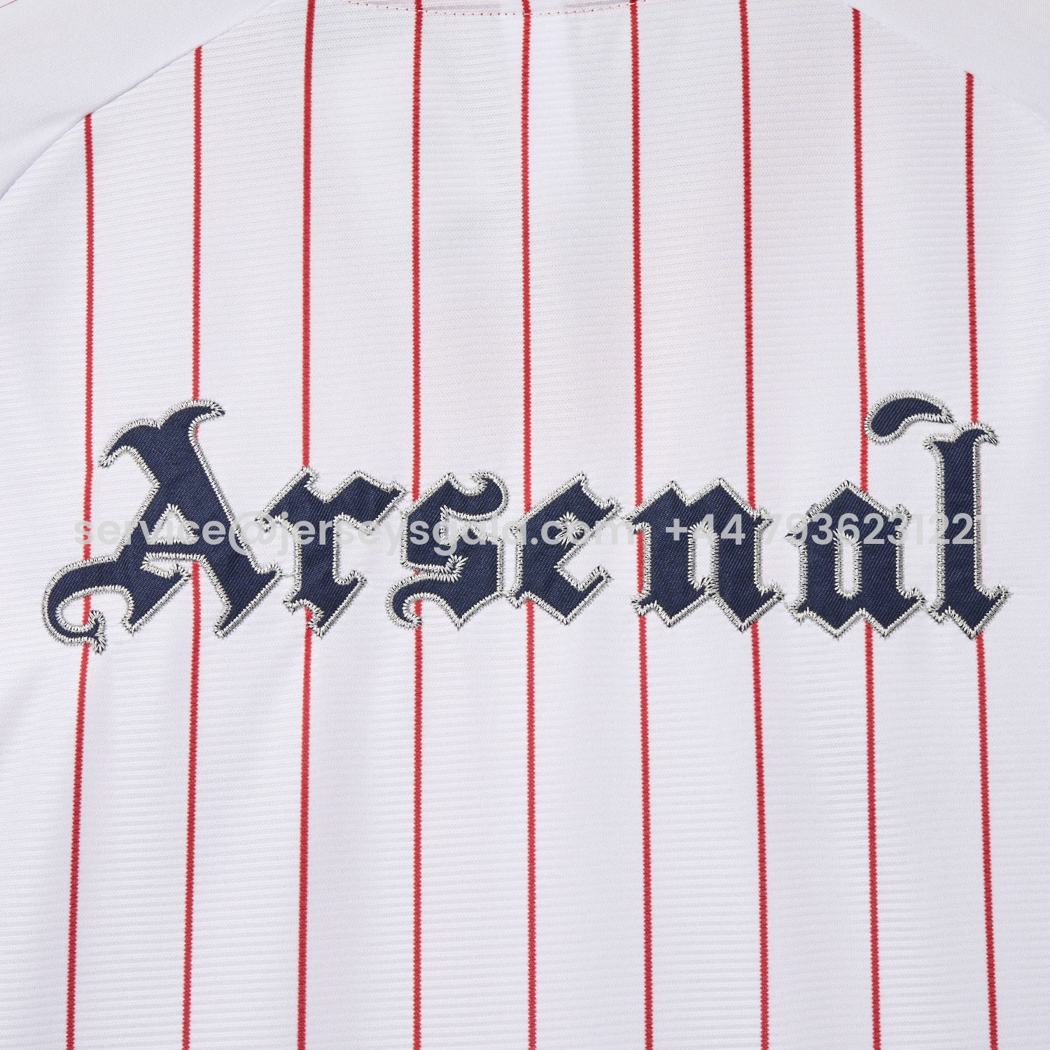 JerseysGala.com | Arsenal 25-26 White Baseball Jersey with Red Stripes -Customize Name, Number and Patch | Worldwide Shipping