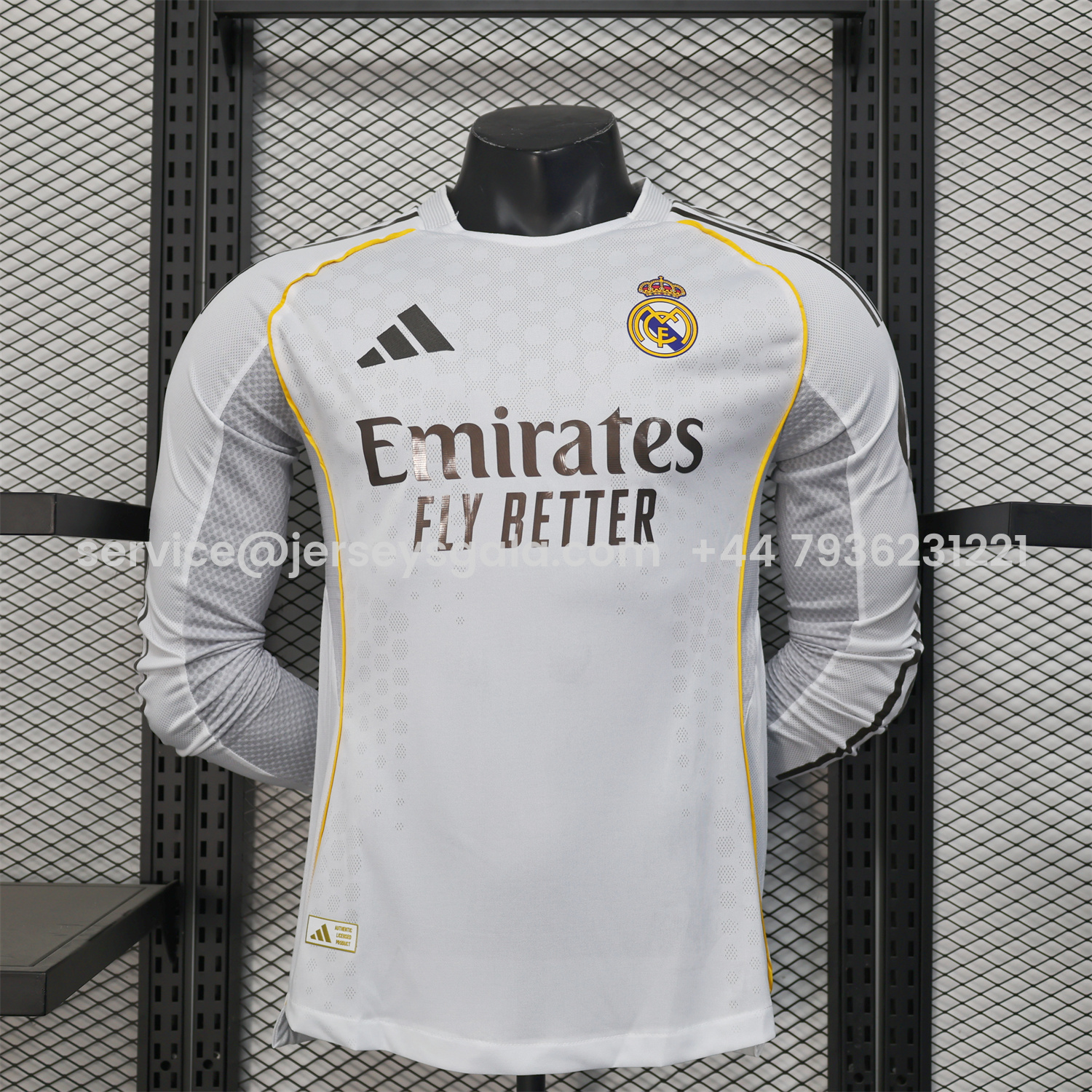 JerseysGala.com | Real Madrid 25-26 Home Long Sleeves Jersey - Player Version -Customize Name, Number and Patch | Worldwide Shipping