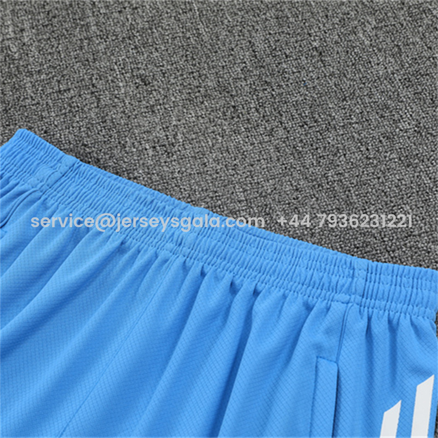 JerseysGala.com | Real Madrid 25-26 Kids Short-Sleeve Training Set - White Top and Sky Blue Shorts -Customize Name, Number and Patch | Worldwide Shipping