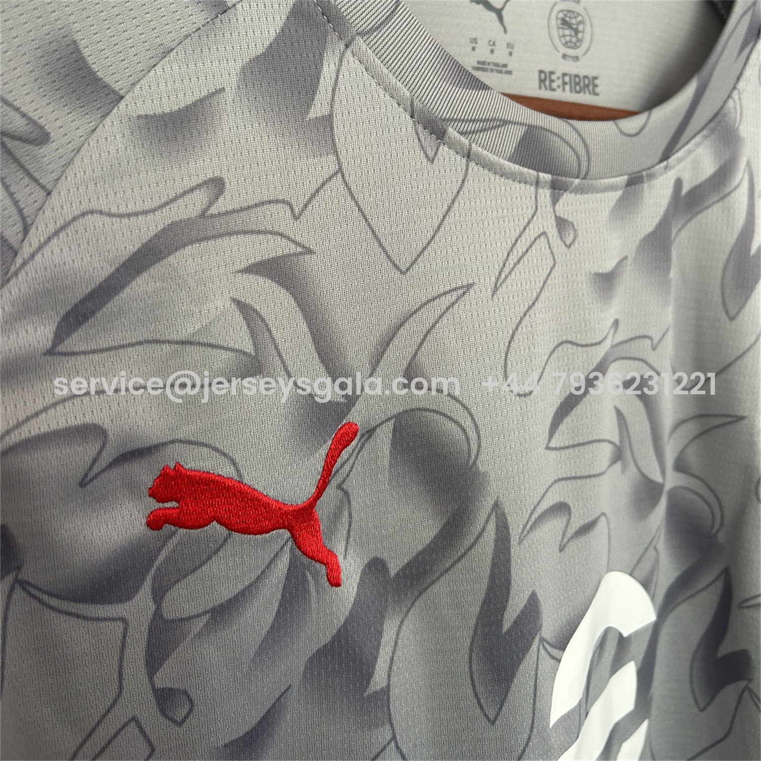 JerseysGala.com | AC Milan 25-26 Grey Pre-Match Training Jersey - Fans Version -Customize Name, Number and Patch | Worldwide Shipping