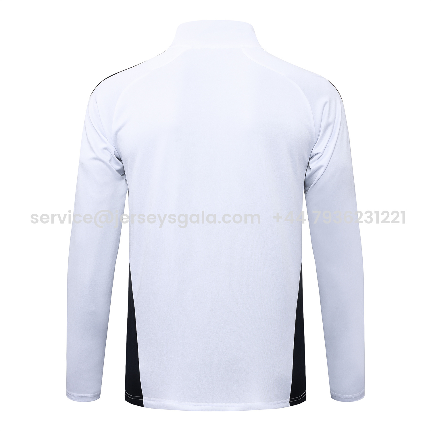 JerseysGala.com | Real Madrid 25-26 Long Sleeve Training Set - White Urban Purist Style and Deep Blue Pants -Customize Name, Number and Patch | Worldwide Shipping