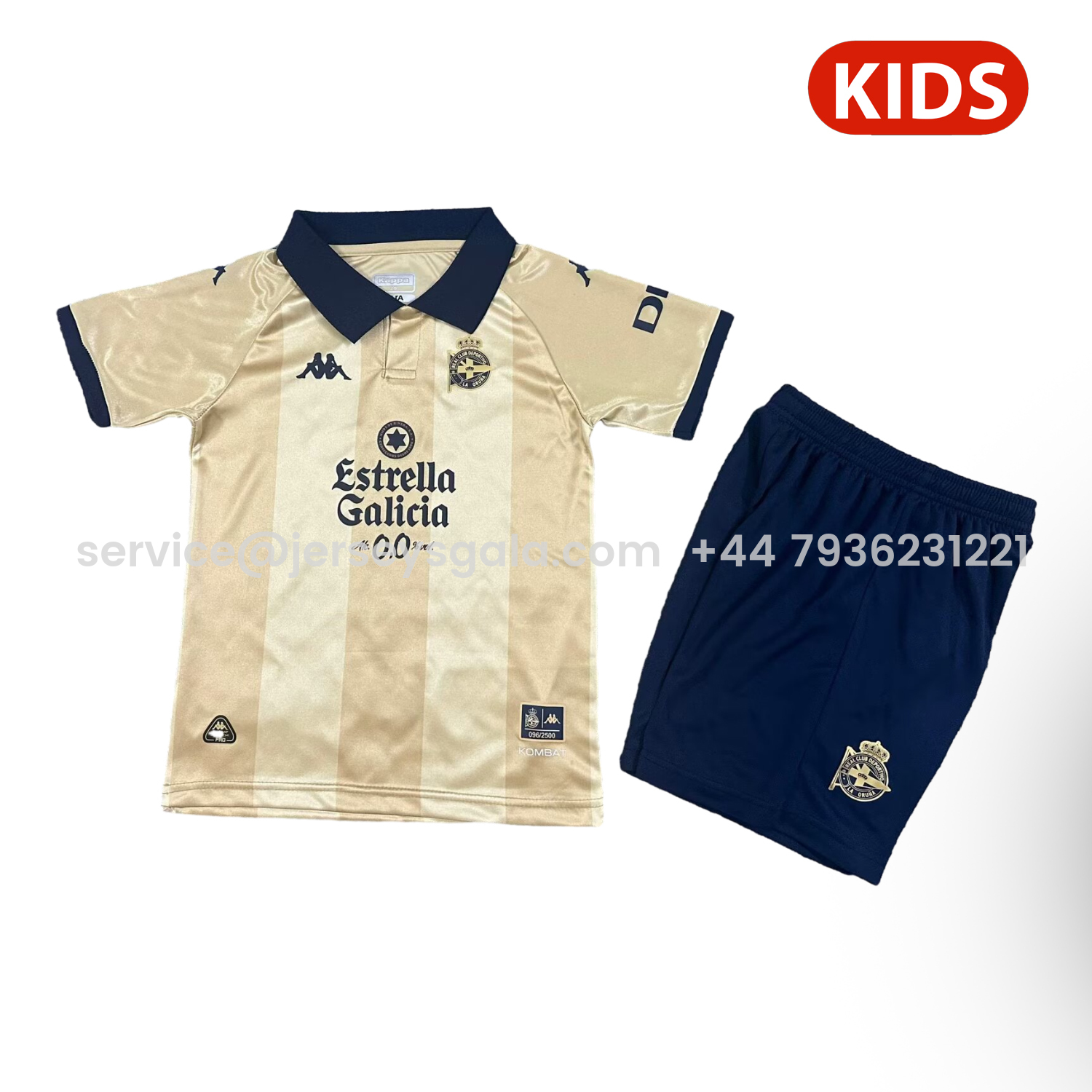 JerseysGala.com | Deportivo de La Coruña 24-25 25th Anniversary of La Liga Triumph Kids Kit -Customize Name, Number and Patch | Worldwide Shipping