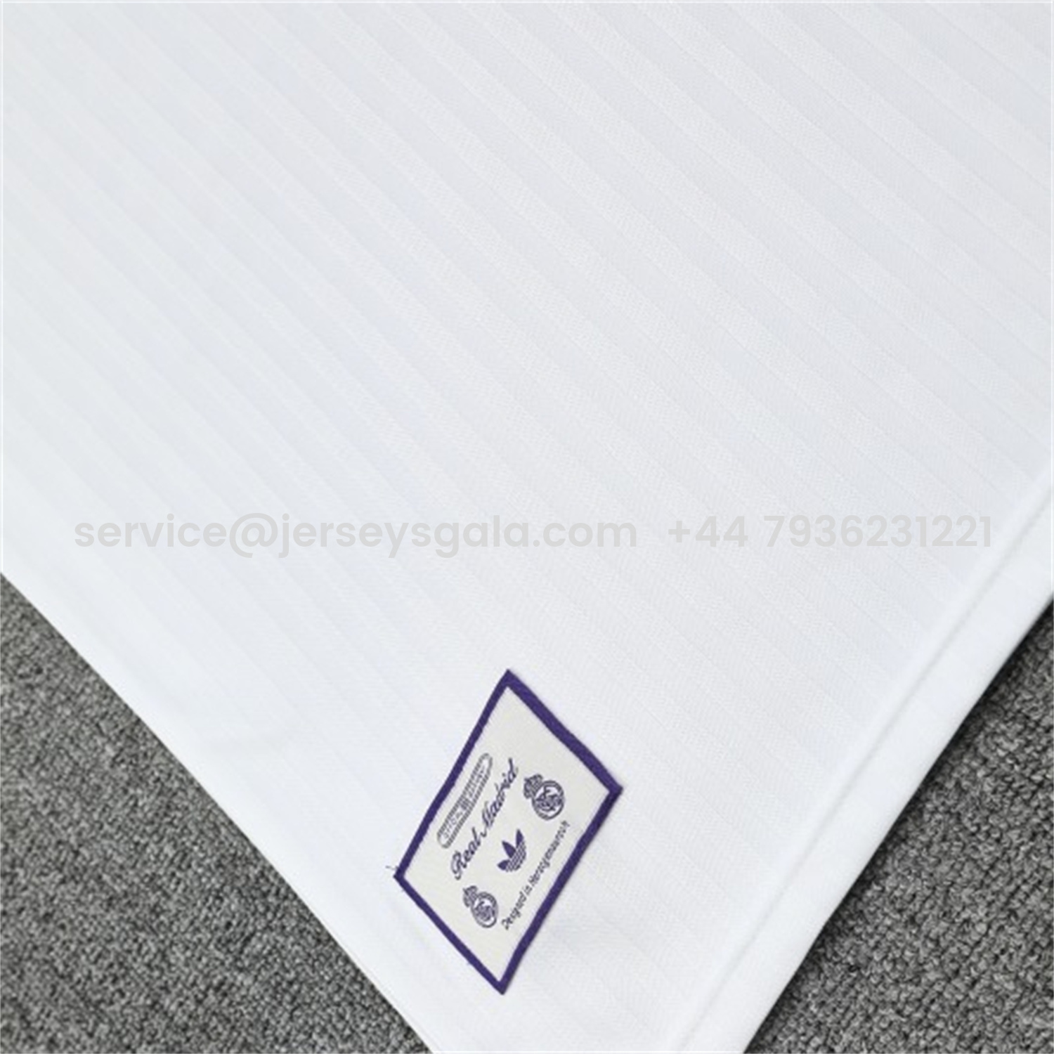 JerseysGala.com | Real Madrid 25-26 Vest Training Set - Pure White Vest & Purple Shorts -Customize Name, Number and Patch | Worldwide Shipping
