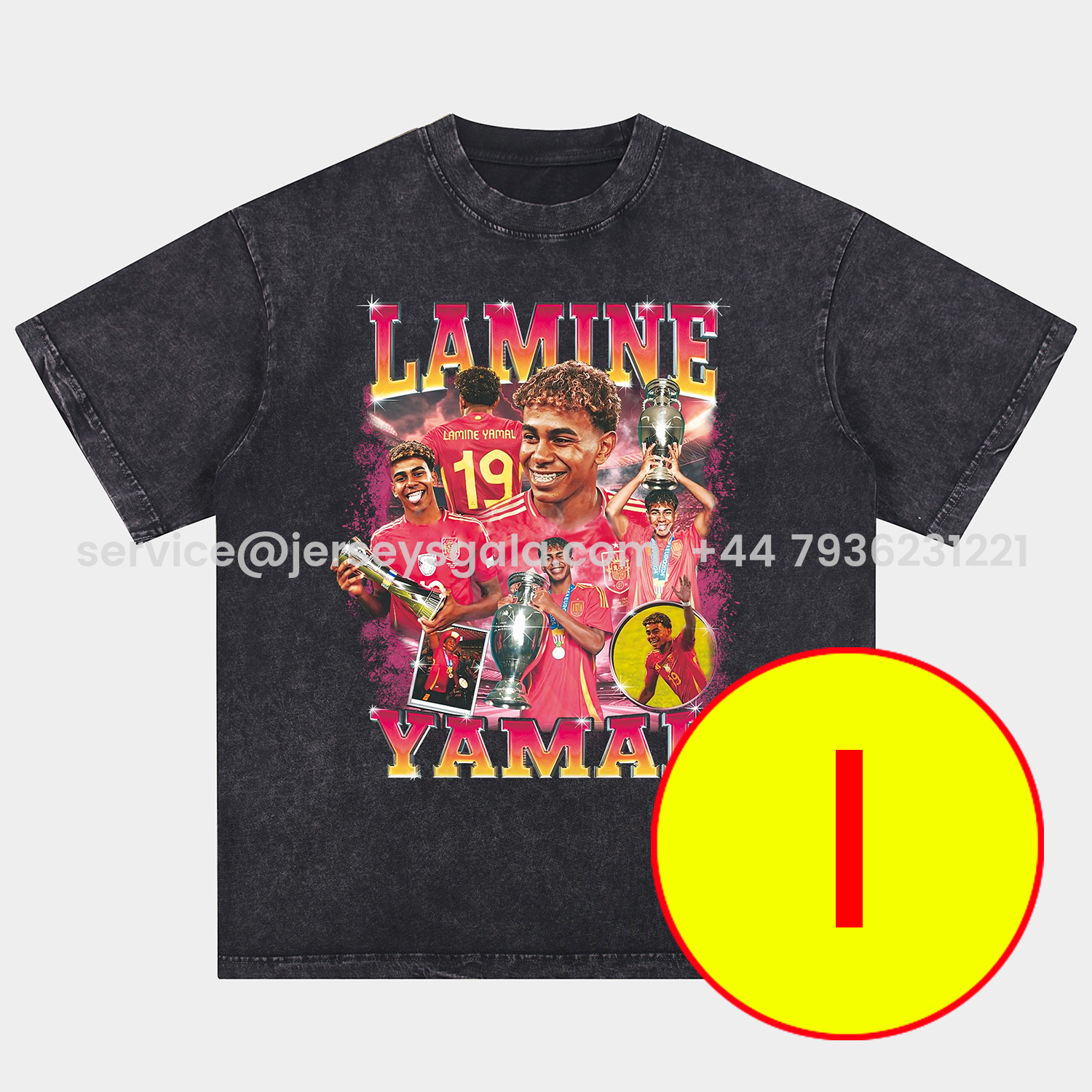 JerseysGala.com | LAMINE YAMAL - Barcelona No. 10 Legend Continues 2025 Oversized Washed T-Shirt -Customize Name, Number and Patch | Worldwide Shipping