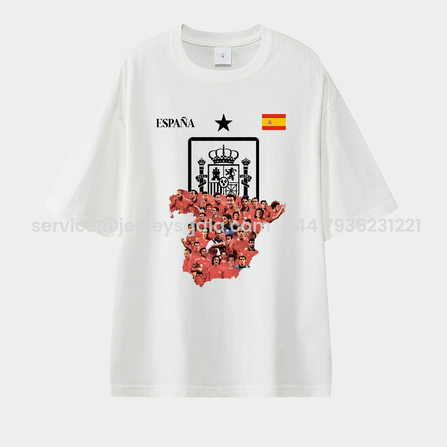 JerseysGala.com | Spain Legendary Players Unisex Pure Cotton T-shirt -Customize Name, Number and Patch | Worldwide Shipping