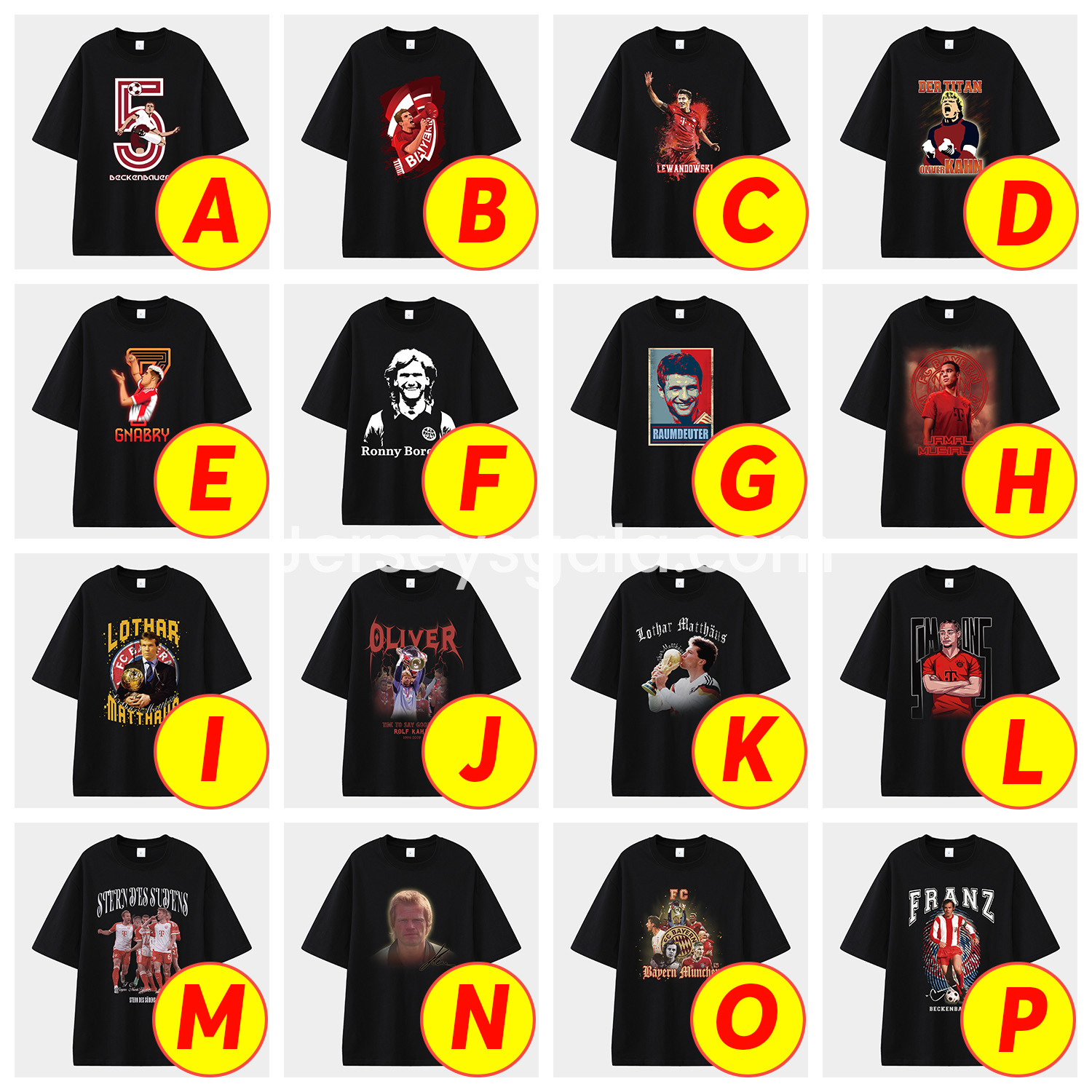 JerseysGala.com | Bayern Munich 125th Legendary Players Unisex Pure Cotton T-shirt -Customize Name, Number and Patch | Worldwide Shipping