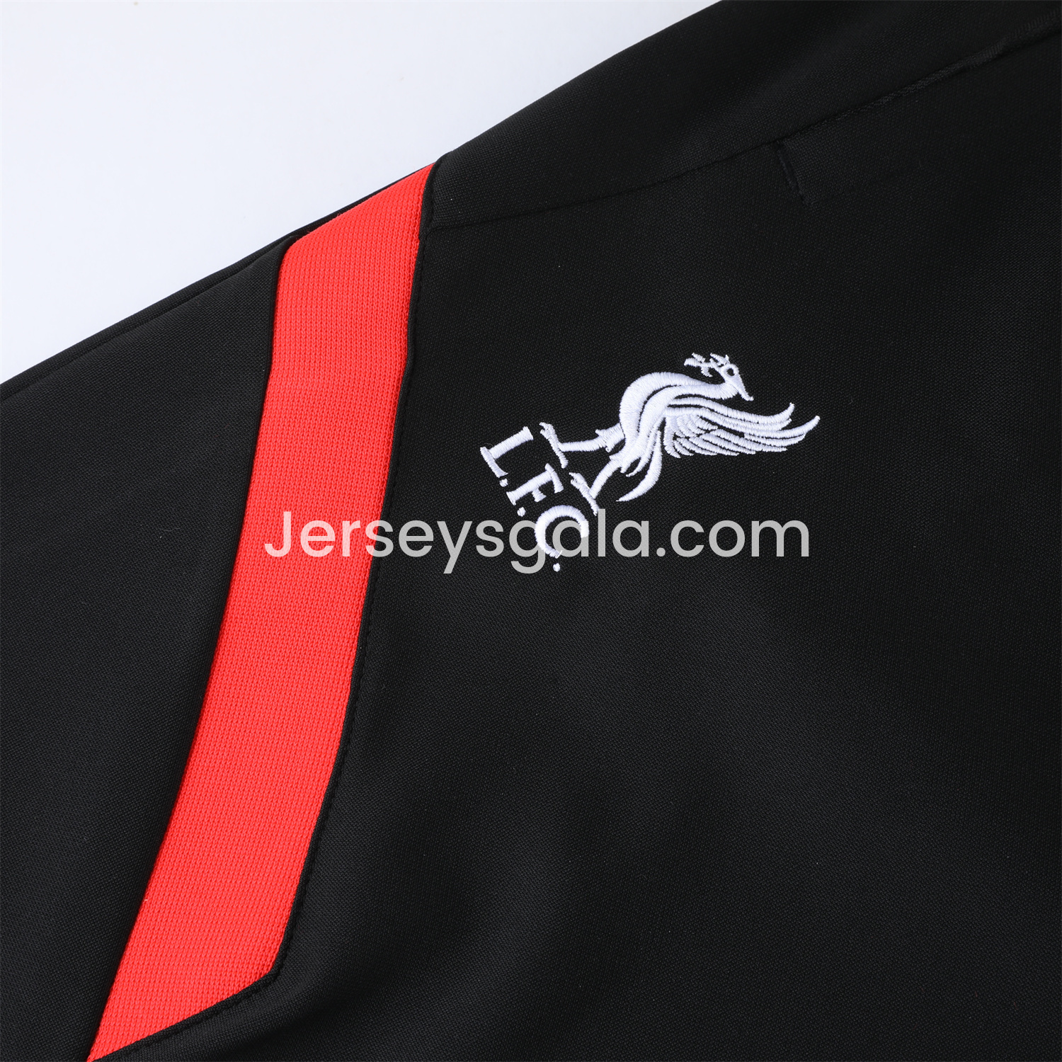 JerseysGala.com | Liver.pool 24-25 Long Sleeve Training Set - Red Stripe Top and Black Pants -Customize Name, Number and Patch | Worldwide Shipping