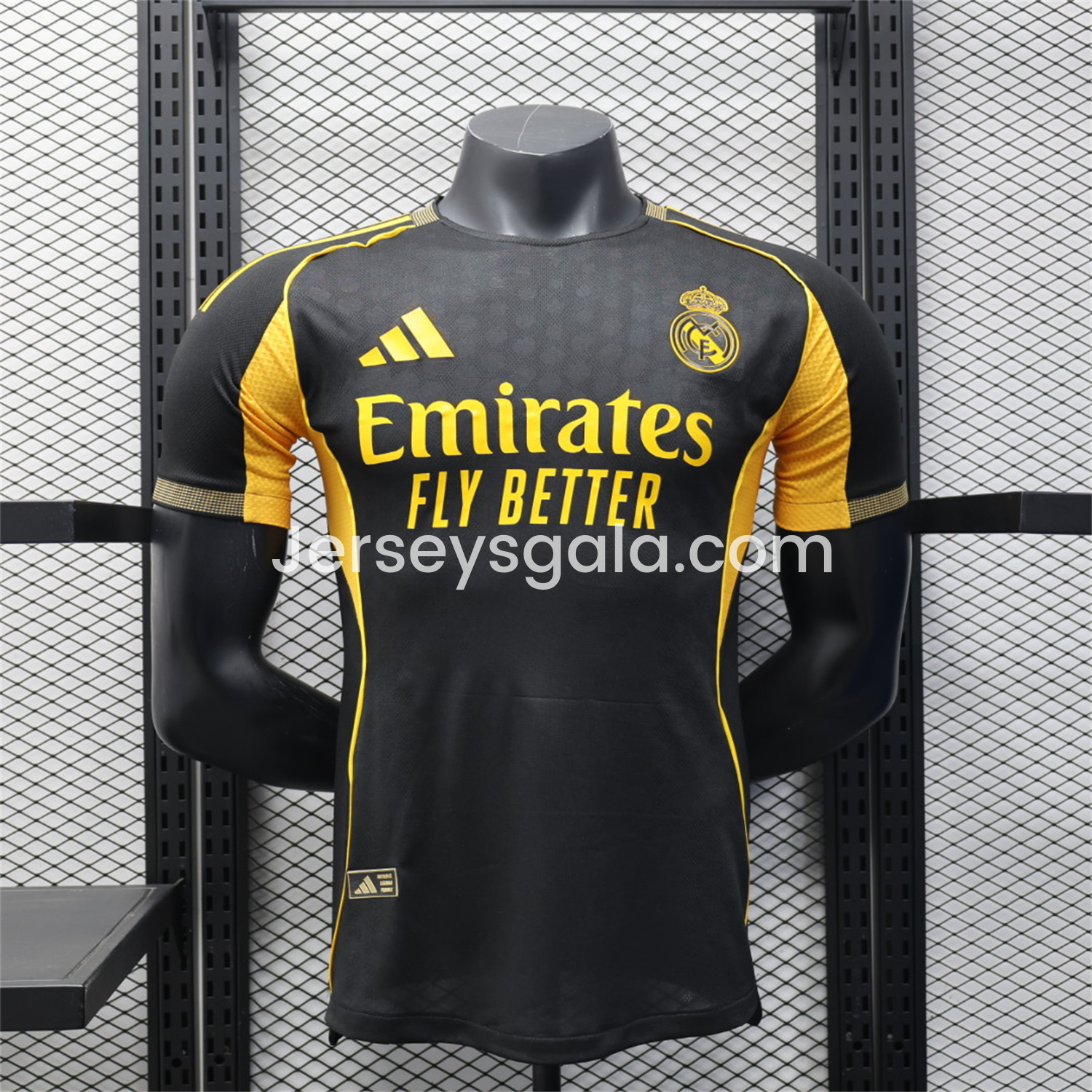 JerseysGala.com | Real Madrid 25-26 Black Gold Special Edition Jersey - Player Version -Customize Name, Number and Patch | Worldwide Shipping