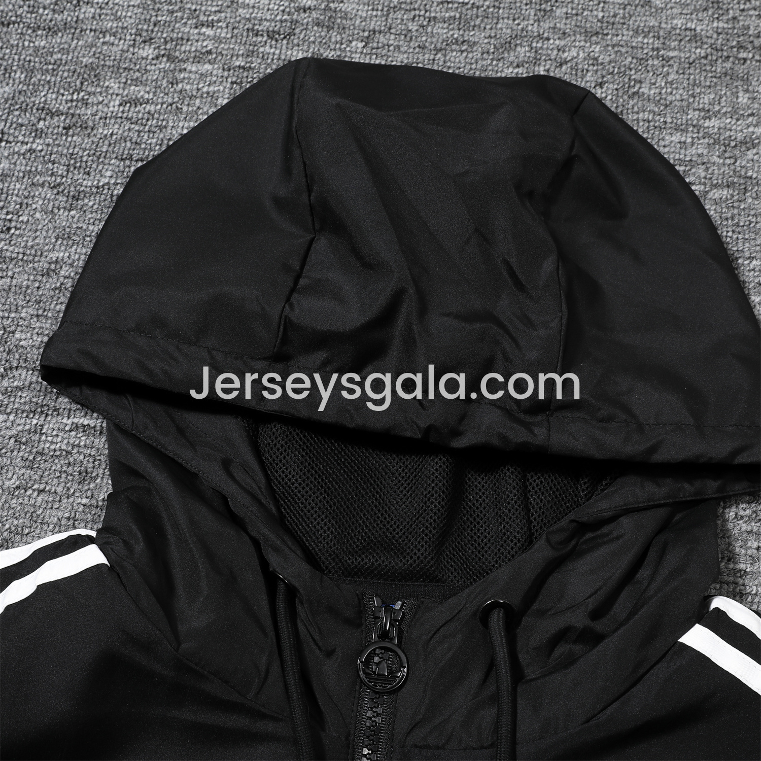 JerseysGala.com | Juventus 25-26 Terrace Icon Windbreaker Jacket - Black -Customize Name, Number and Patch | Worldwide Shipping