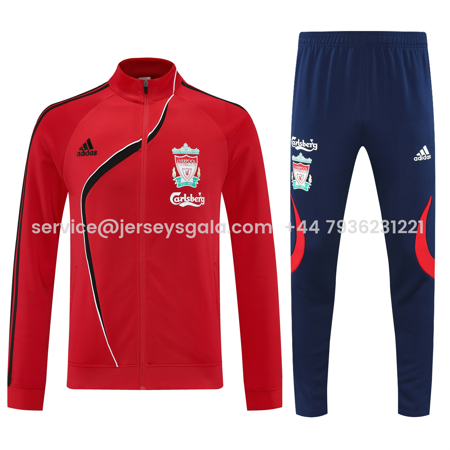JerseysGala.com | Liver.pool 25-26 Jacket Training Tracksuit - Red Jackets & Deep Blue Pants -Customize Name, Number and Patch | Worldwide Shipping