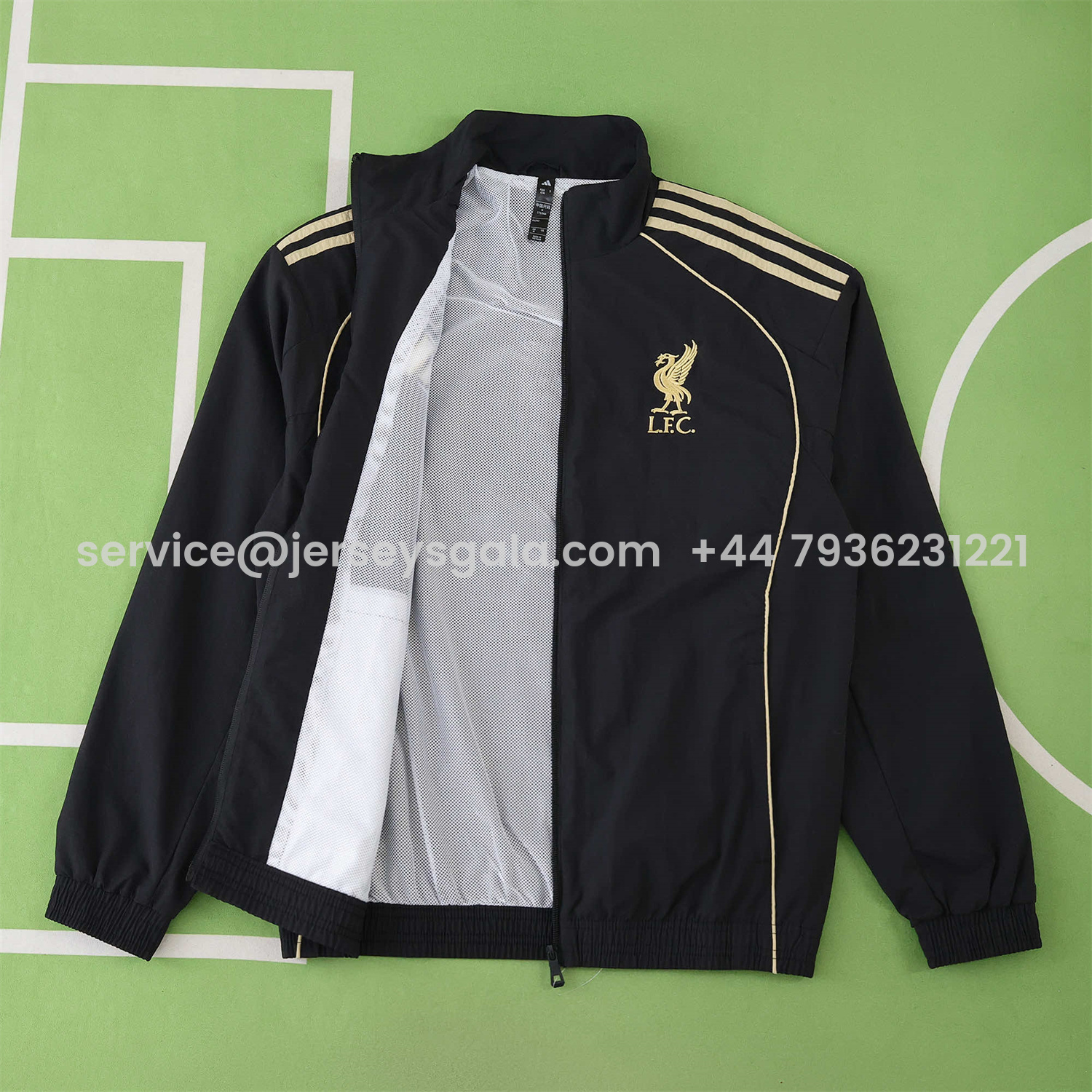 JerseysGala.com | Liver.pool 25-26 Throwback Windbreaker Jacket - Black -Customize Name, Number and Patch | Worldwide Shipping