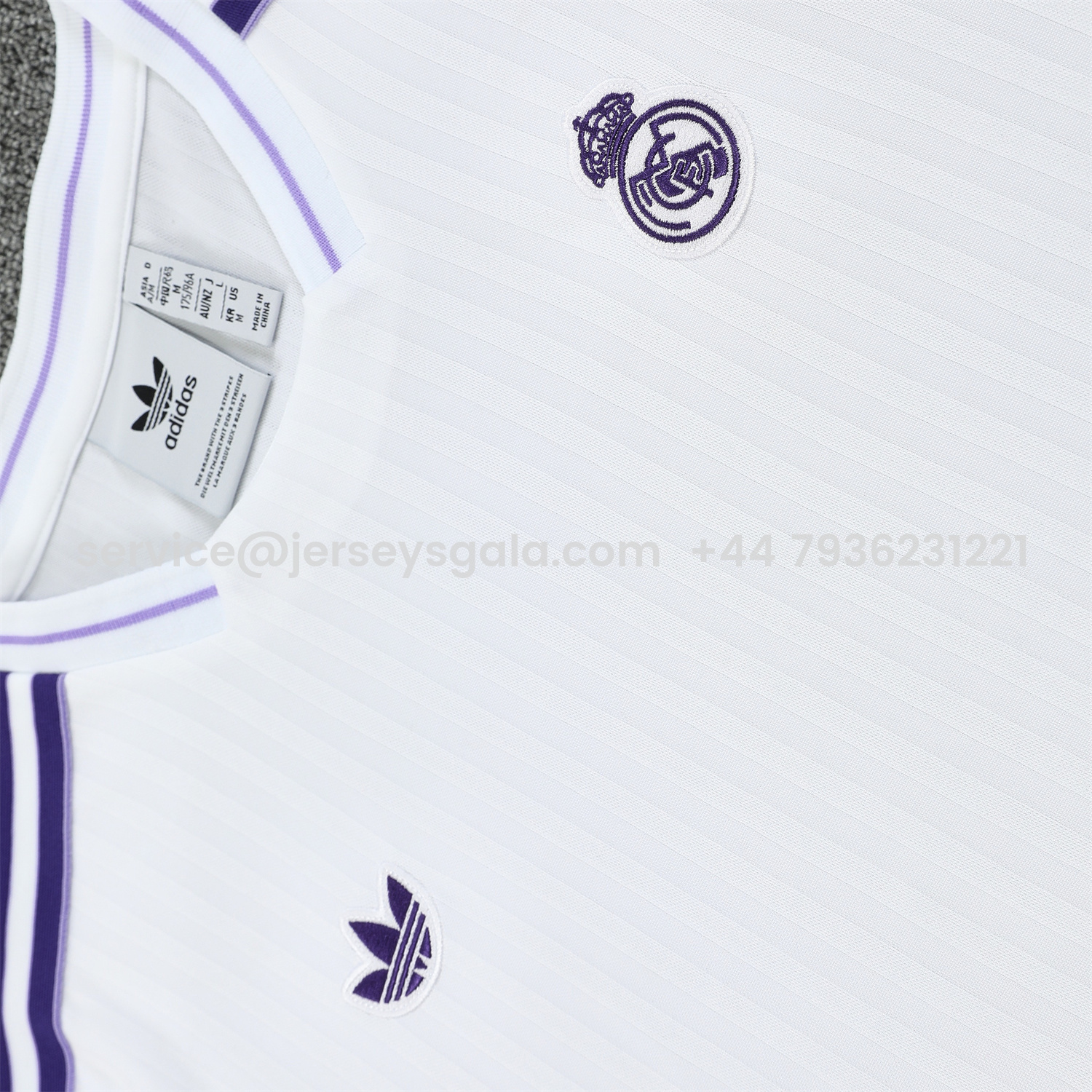 JerseysGala.com | Real Madrid 25-26 Short-Sleeve Training Set - Purple And White Top & Purple Shorts -Customize Name, Number and Patch | Worldwide Shipping