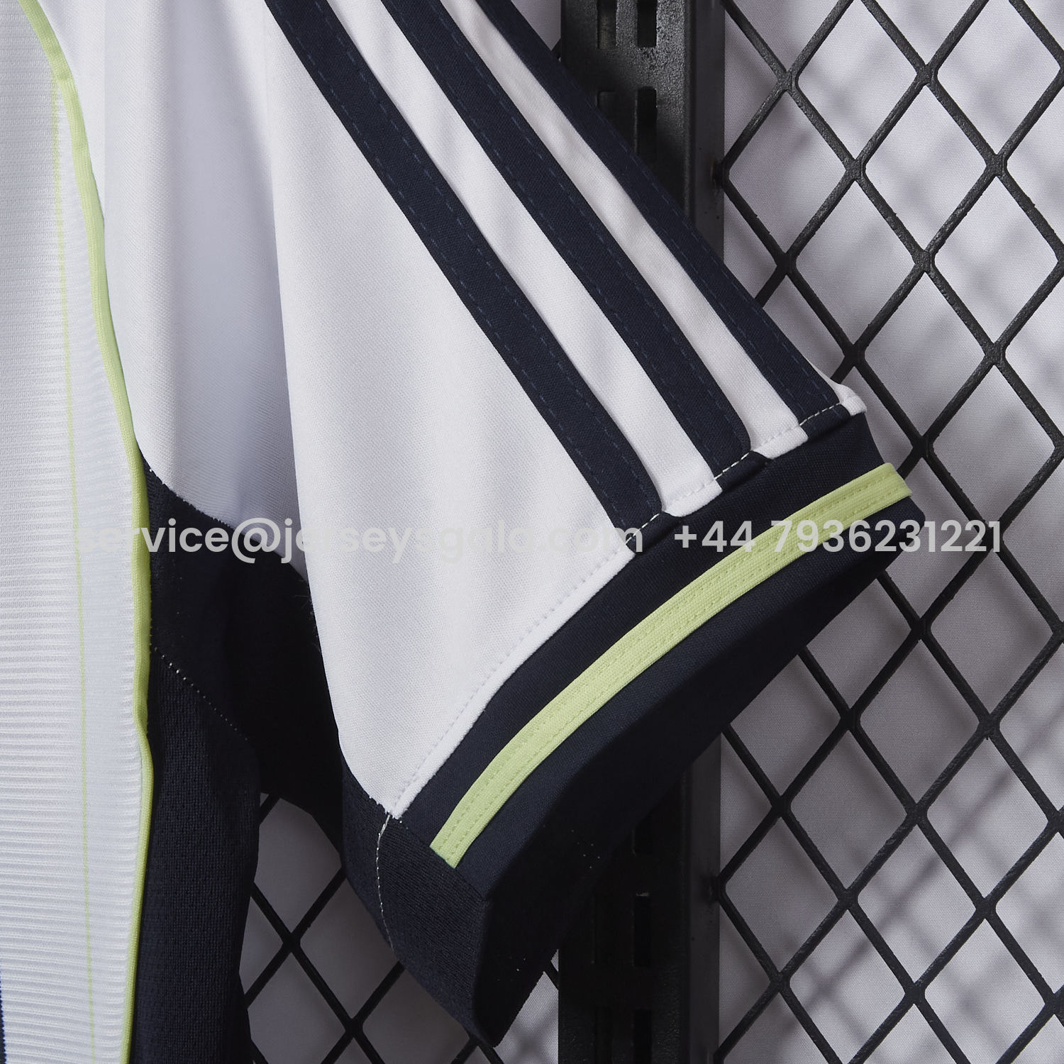 JerseysGala.com | Real Madrid 25-26 White Baseball Jersey with Black Stripes -Customize Name, Number and Patch | Worldwide Shipping
