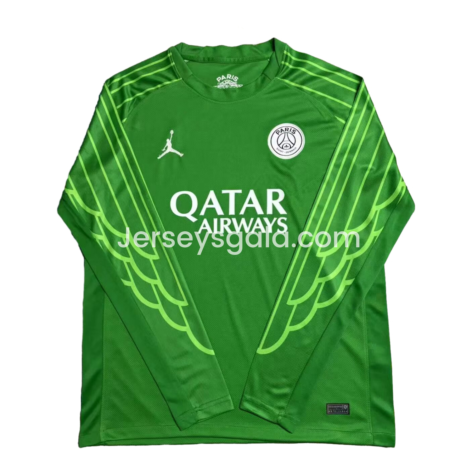 JerseysGala.com | Paris Saint-Germain PSG 24-25 Goalkeeper 5 Green Long Sleeves Jersey - Fans Version -Customize Name, Number and Patch | Worldwide Shipping