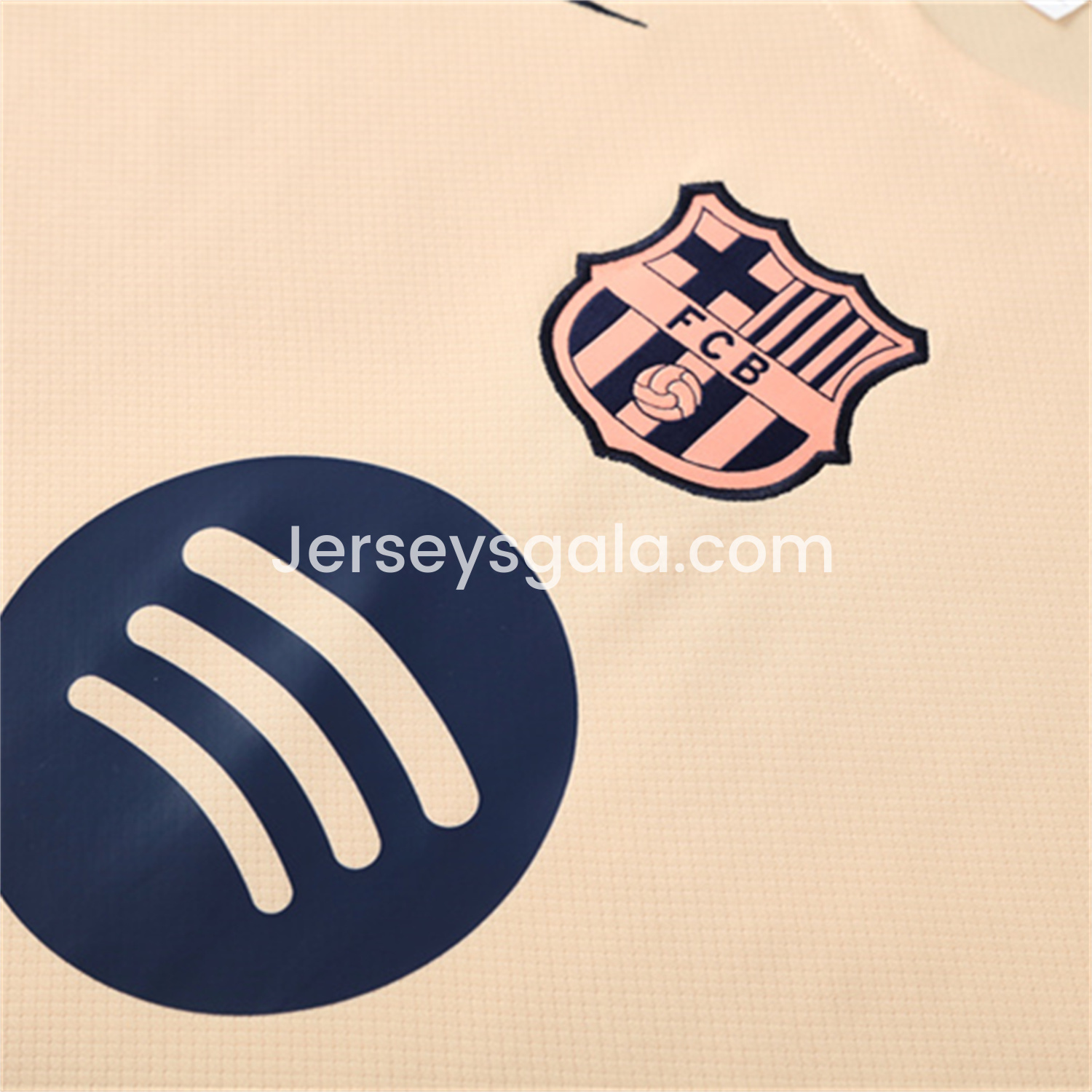 JerseysGala.com | Barcelona 25-26 Short-Sleeve Training Set - Beige Top & Blue Shorts -Customize Name, Number and Patch | Worldwide Shipping
