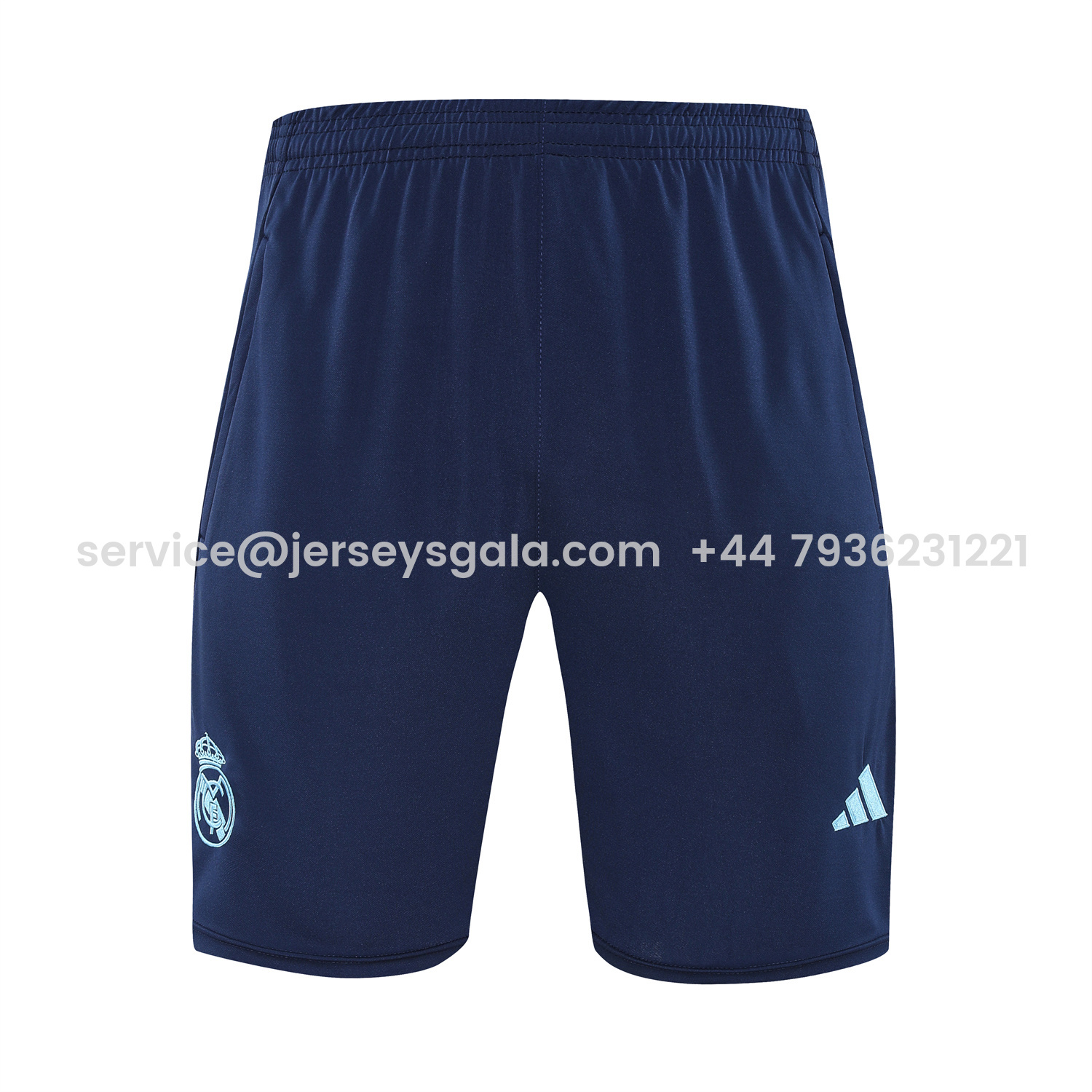 JerseysGala.com | Real Madrid 25-26 Vest Training Set - Blue Water Pattern Top & Deep Blue Shorts -Customize Name, Number and Patch | Worldwide Shipping