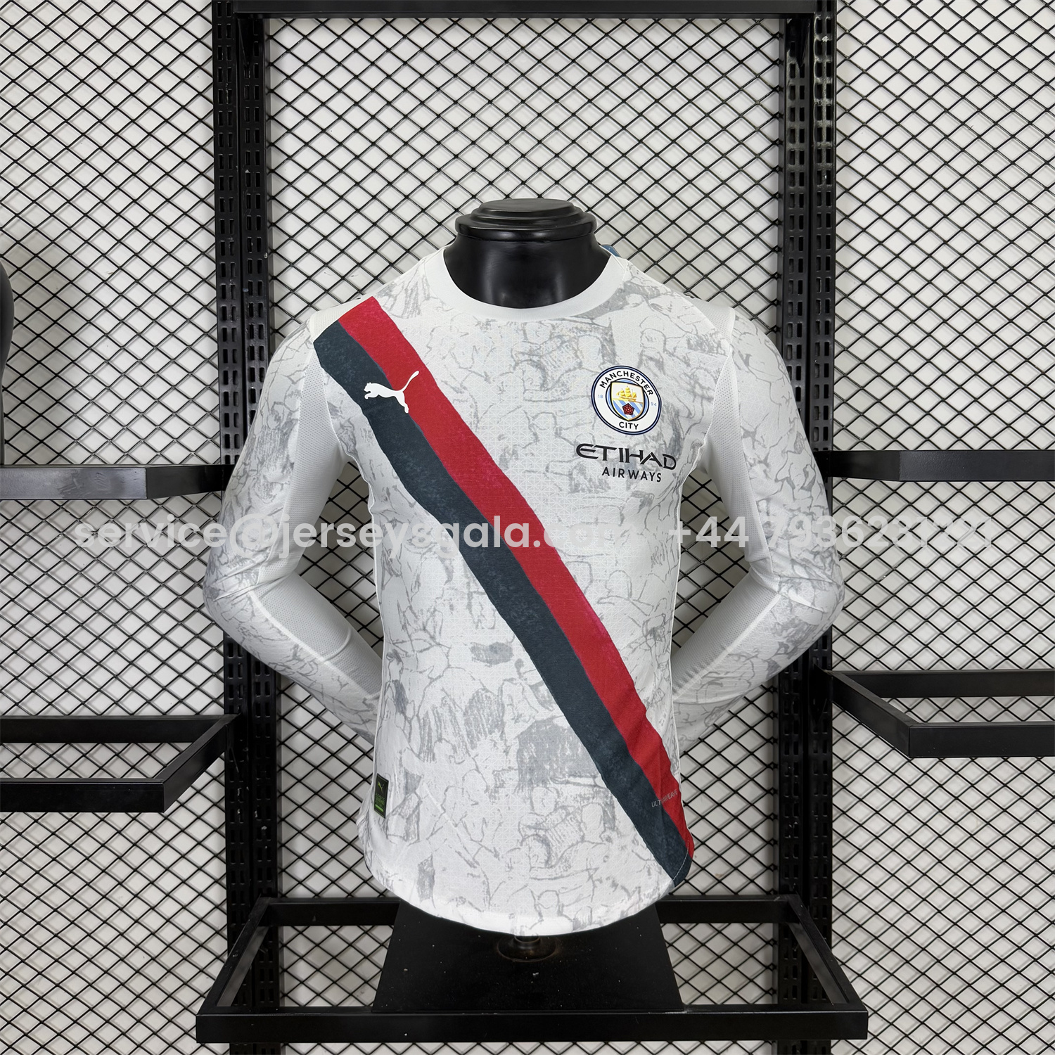 JerseysGala.com | Manchester City 25-26 KidSuper White Long Sleeves Jersey - Player Version -Customize Name, Number and Patch | Worldwide Shipping