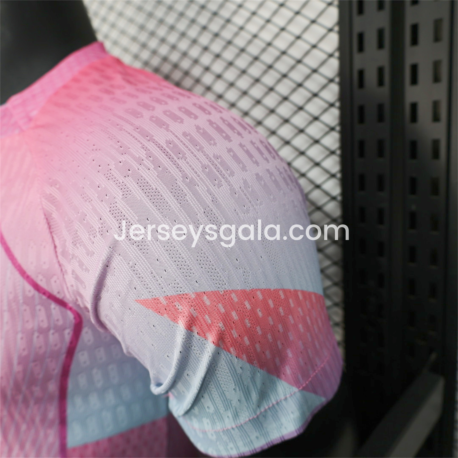JerseysGala.com | Barcelona 25-26 Pink and Light Blue Stripes Jersey - Player Version -Customize Name, Number and Patch | Worldwide Shipping