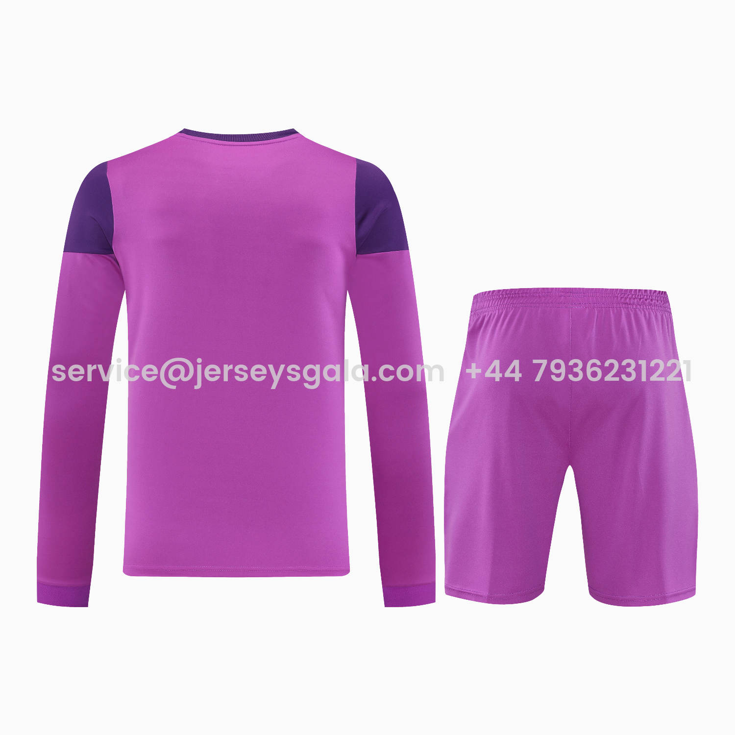 JerseysGala.com | Real Madrid 25-26 Longt-Sleeve Training Set - Purple Top & Purple Shorts -Customize Name, Number and Patch | Worldwide Shipping
