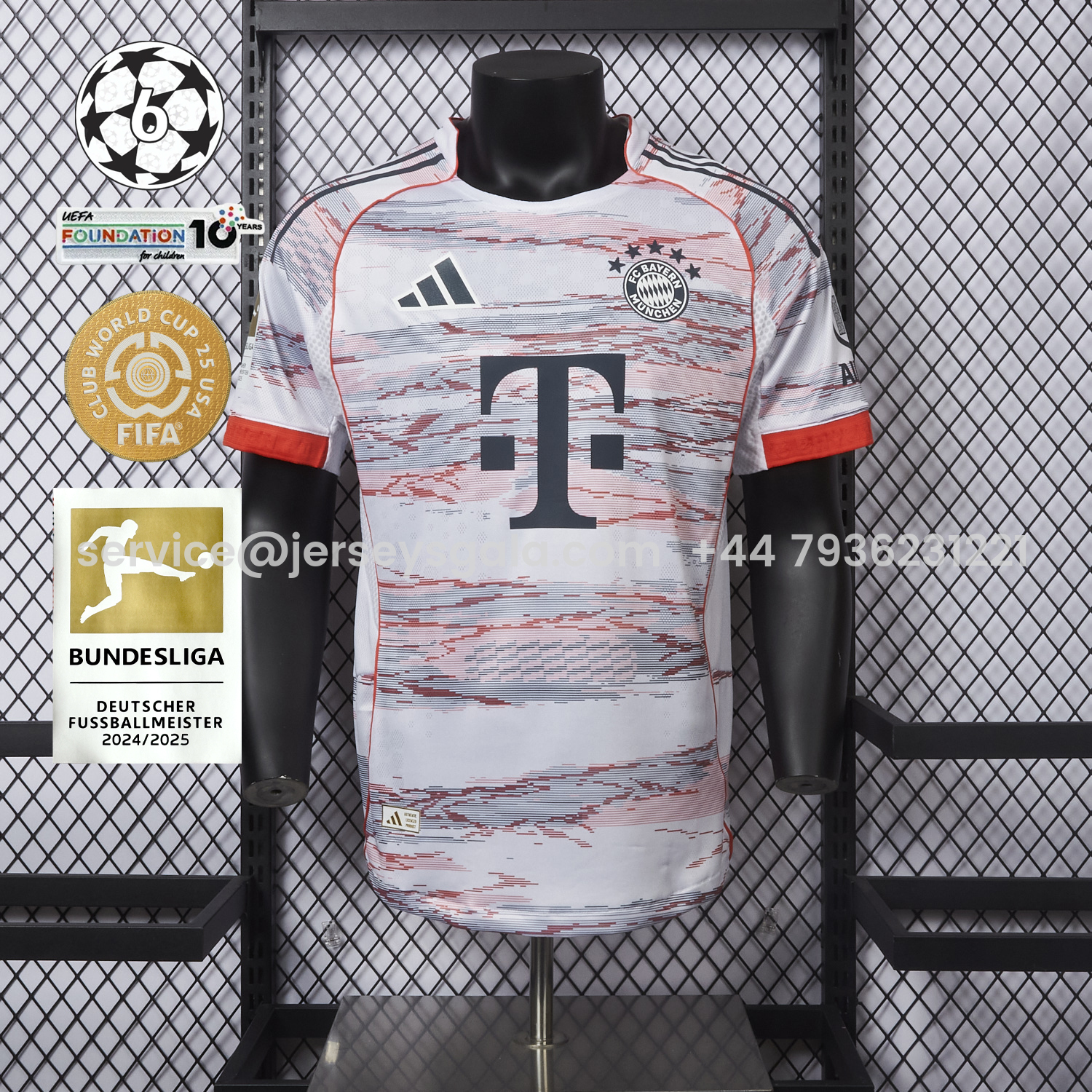 JerseysGala.com | Bayern Munich 25-26 Away White Jersey - Player Version -Customize Name, Number and Patch | Worldwide Shipping