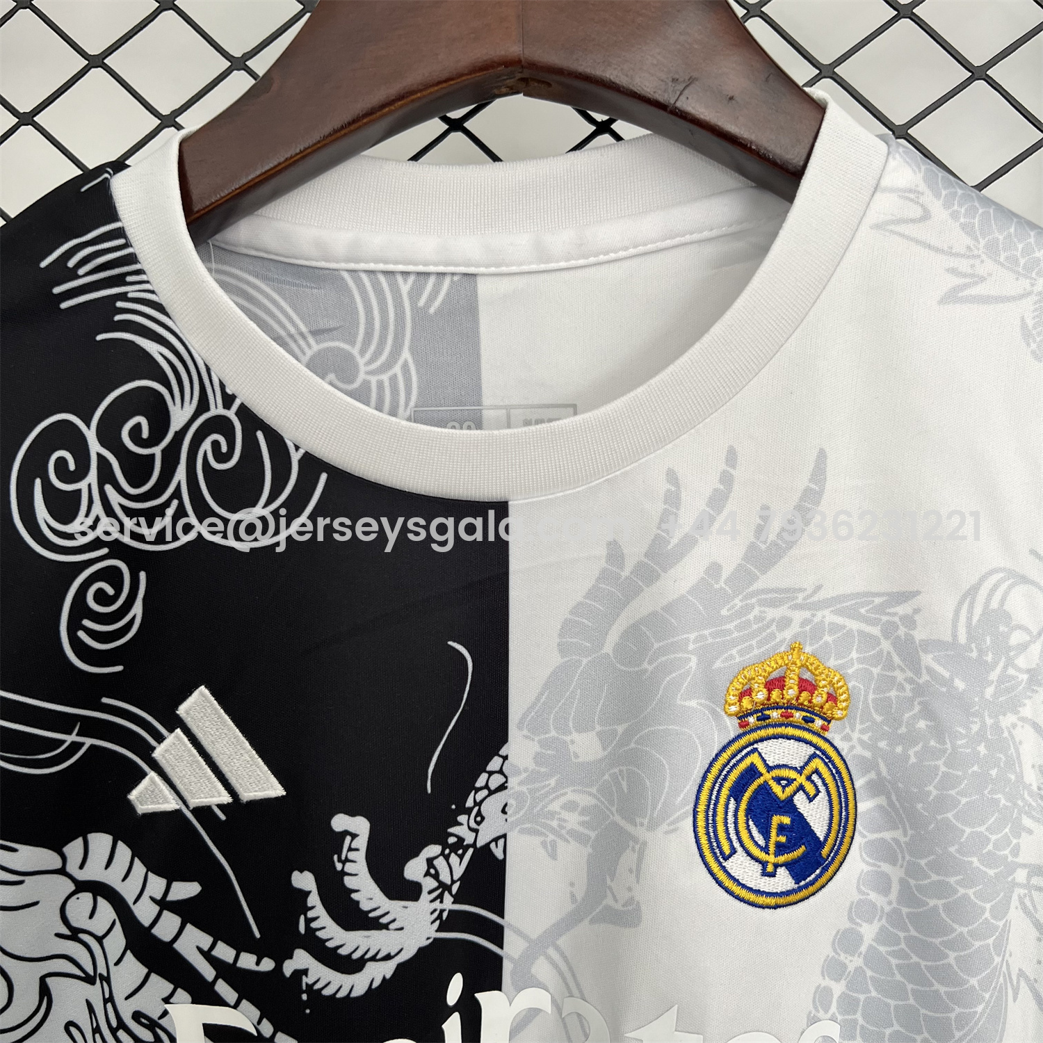JerseysGala.com | Real Madrid 25-26 Dragon White And Black Special Kids Kit -Customize Name, Number and Patch | Worldwide Shipping