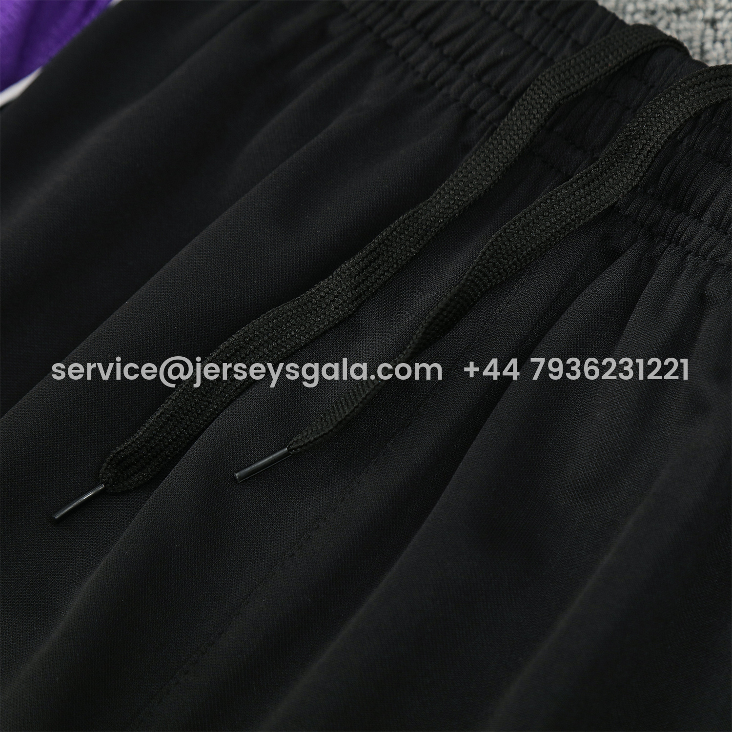 JerseysGala.com | Real Madrid 25-26 Short-Sleeve Training Set - Blue Edge White Top & Black Shorts -Customize Name, Number and Patch | Worldwide Shipping