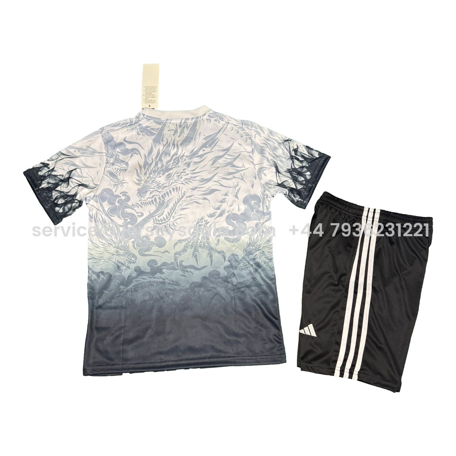 JerseysGala.com | Real Madrid 25-26 Green Fire Black Dragon White Special Kids Kit -Customize Name, Number and Patch | Worldwide Shipping