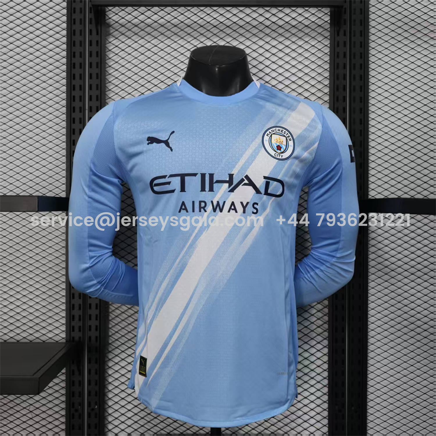 JerseysGala.com | Manchester City 25-26 Home Long Sleeves Jersey - Player Version -Customize Name, Number and Patch | Worldwide Shipping