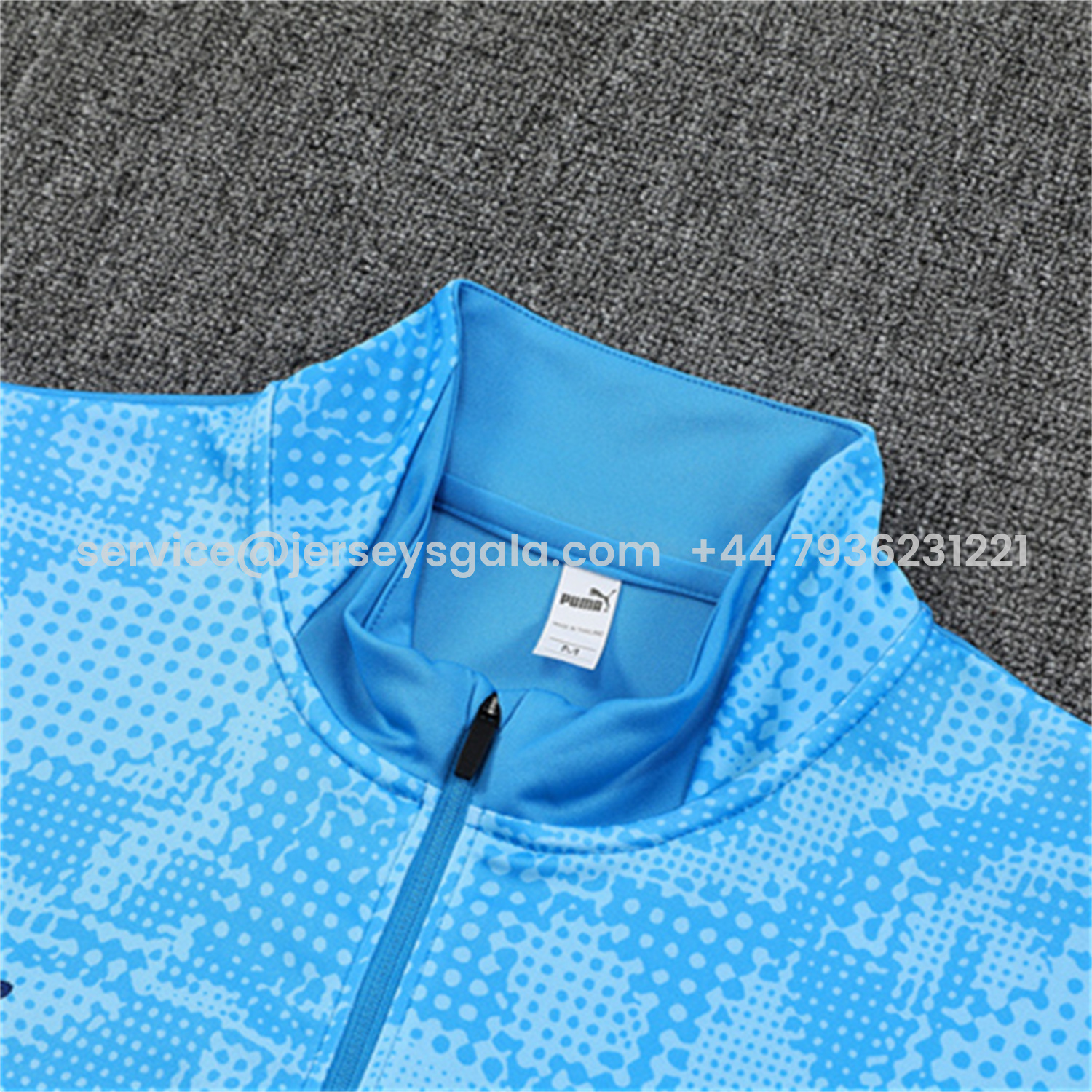 JerseysGala.com | Manchester City 25-26 Kids Long Sleeve Training Set -Light Blue Top & Deep Blue Pants -Customize Name, Number and Patch | Worldwide Shipping