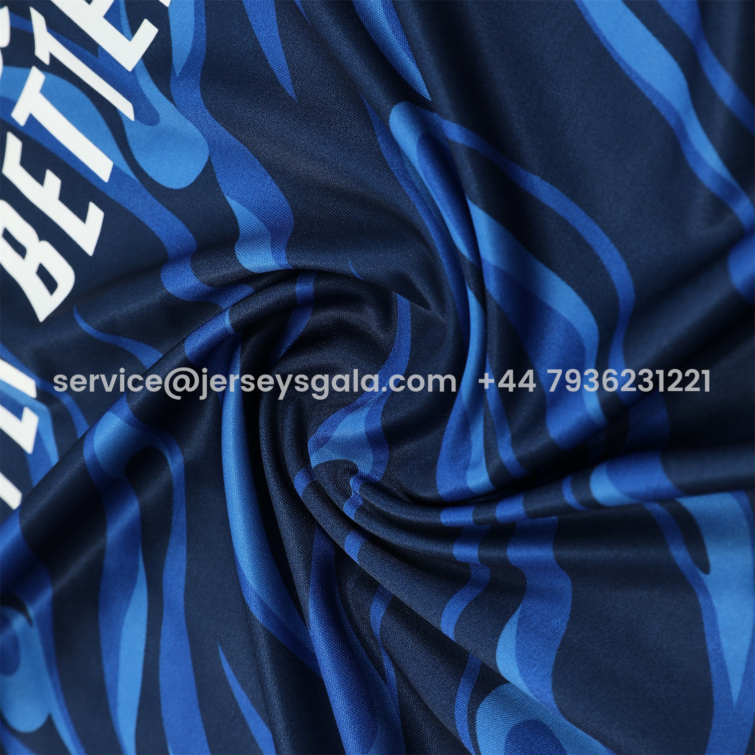 JerseysGala.com | Real Madrid 25-26 Short-Sleeve Training Set - Blue Water Pattern Top & Deep Blue Shorts -Customize Name, Number and Patch | Worldwide Shipping