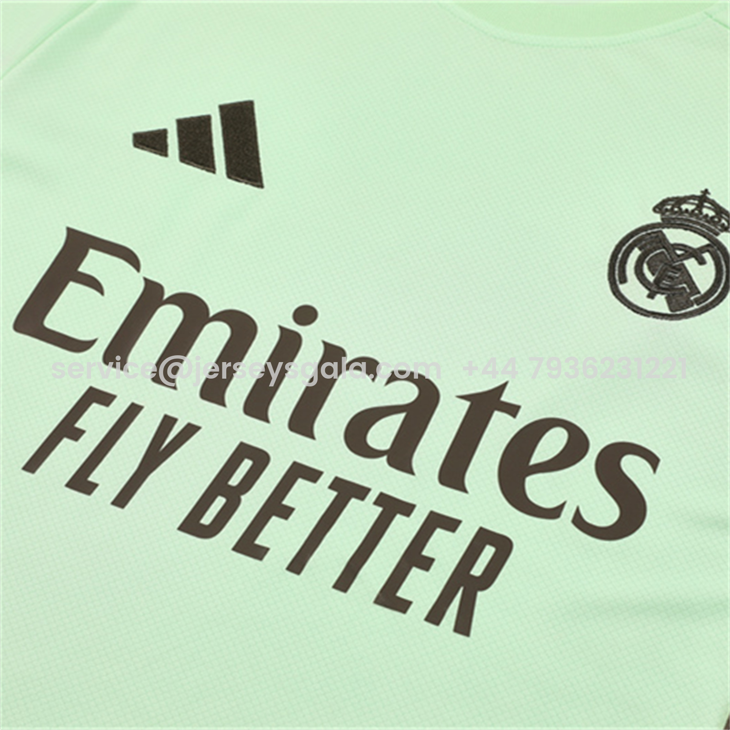 JerseysGala.com | Real Madrid 25-26 Kids Short-Sleeve Training Set - Light Green Top and Dark Khaki Shorts -Customize Name, Number and Patch | Worldwide Shipping
