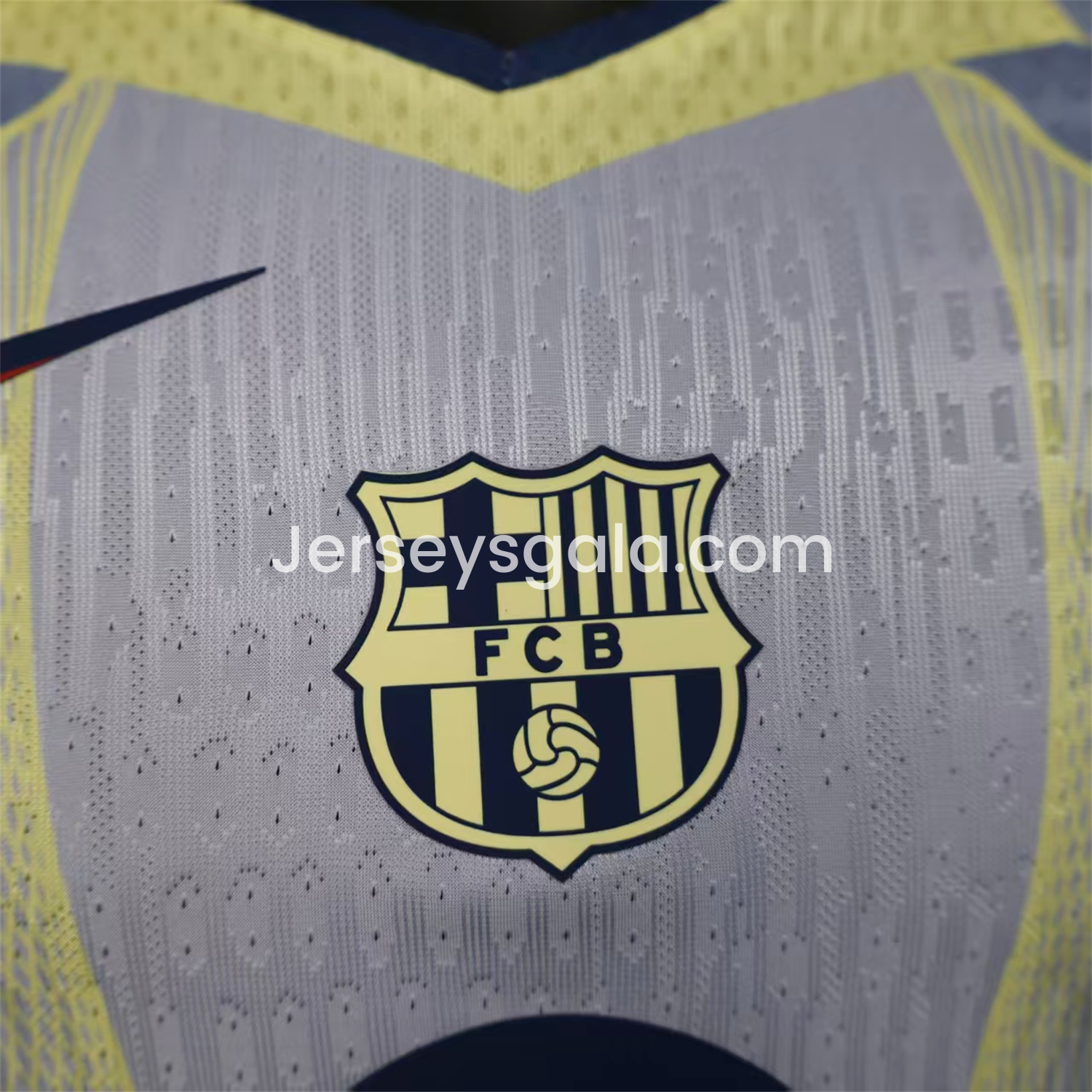 JerseysGala.com | Barcelona 25-26 T90 Blue and White Gradient and Yellow Lines Special Jersey - Player Version -Customize Name, Number and Patch | Worldwide Shipping
