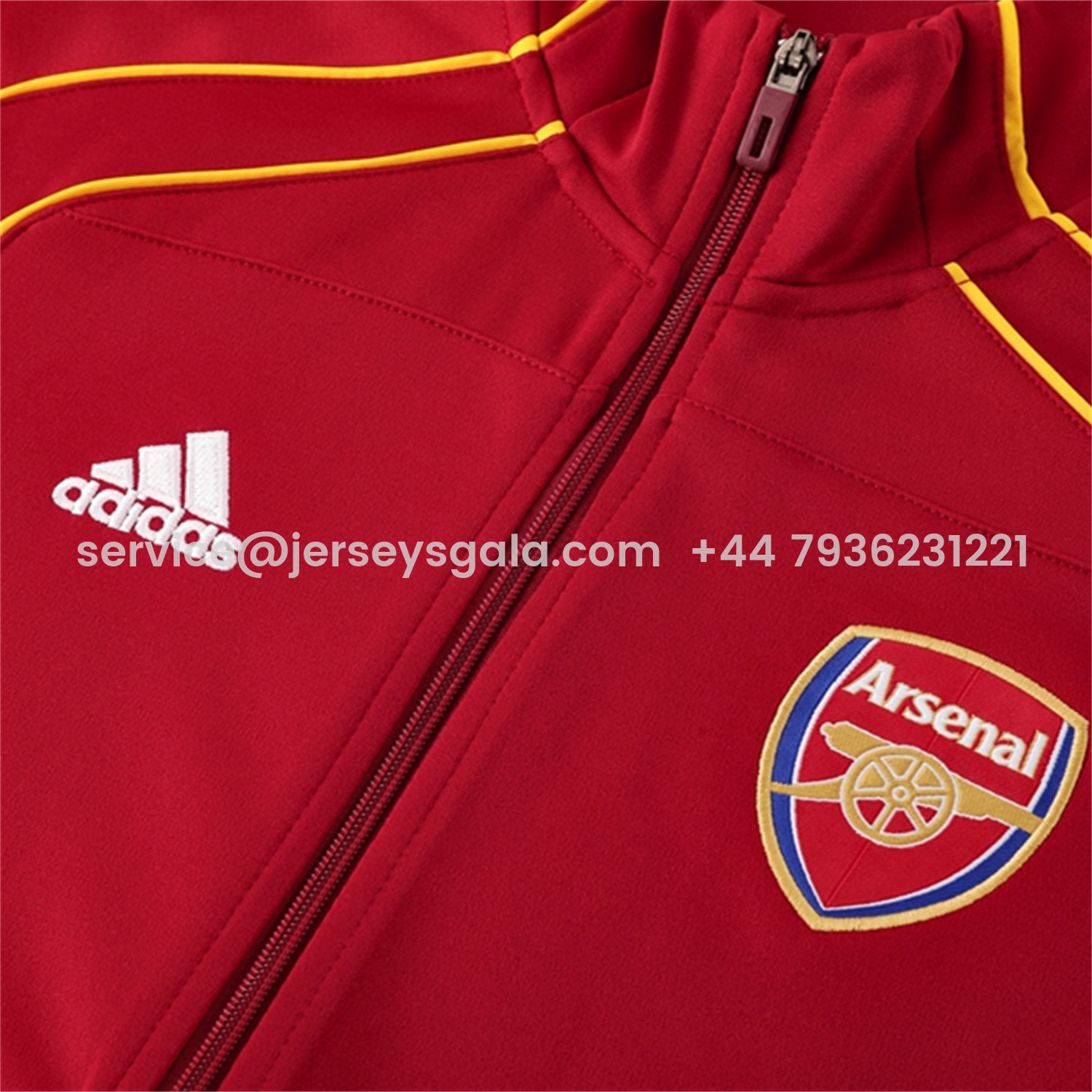 JerseysGala.com | Arsenal 25-26 Jacket Training Tracksuit - Red Jackets & Black Pants -Customize Name, Number and Patch | Worldwide Shipping