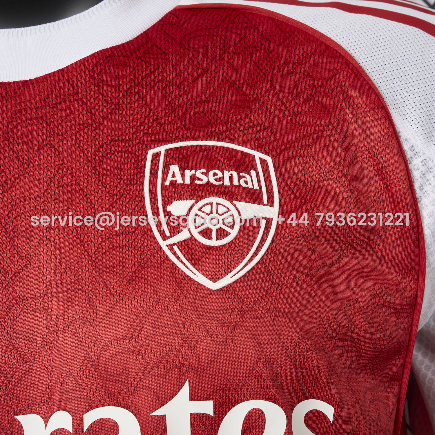 JerseysGala.com | Arsenal 25-26 Home Jersey (Letter A Pattern) - Player Version -Customize Name, Number and Patch | Worldwide Shipping
