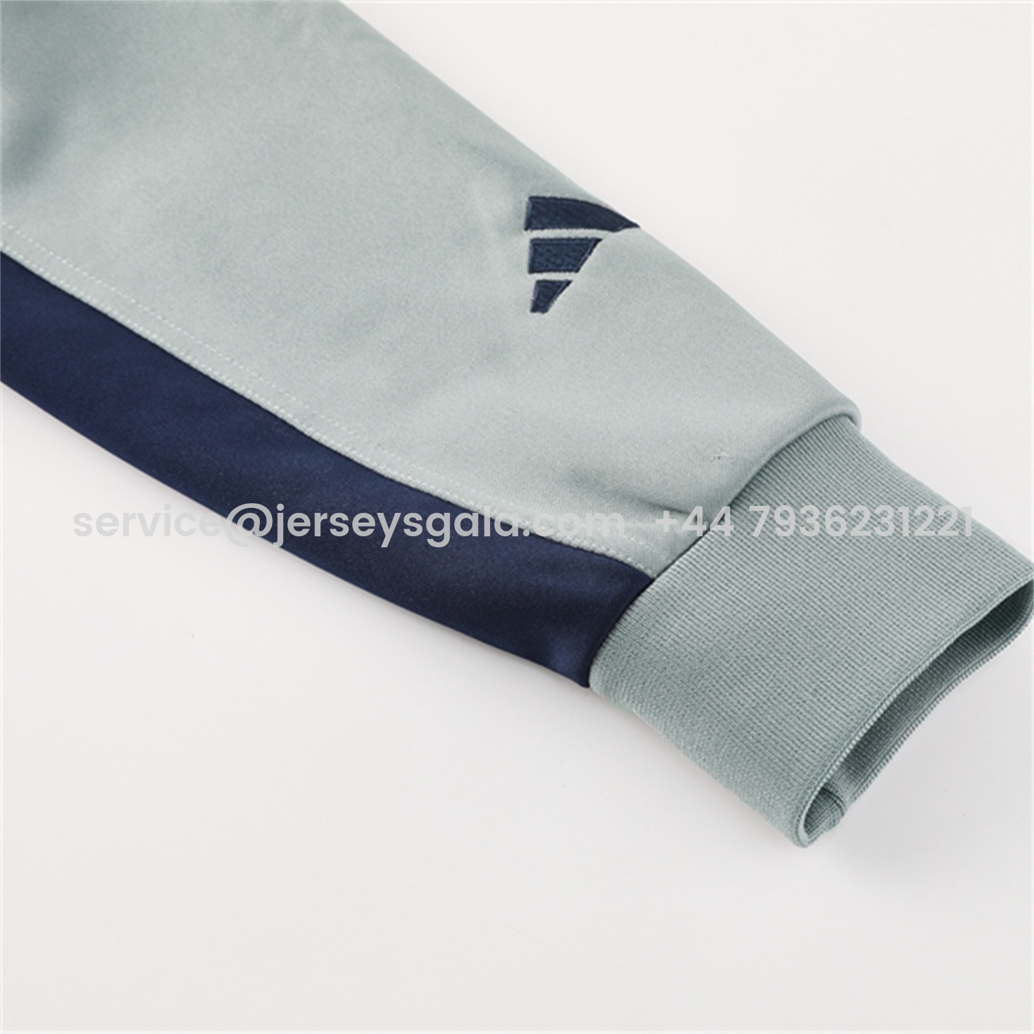 JerseysGala.com | Real Madrid 25-26 Jacket Training Tracksuit - Blue Grey Jackets & Pants -Customize Name, Number and Patch | Worldwide Shipping