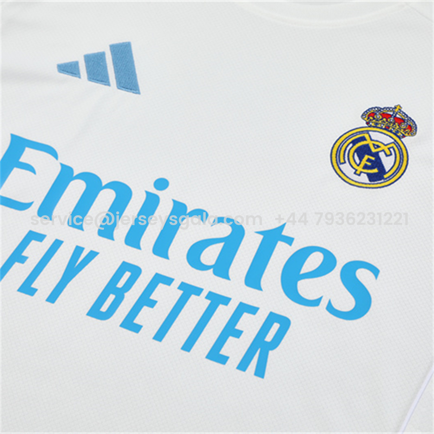 JerseysGala.com | Real Madrid 25-26 Kids Short-Sleeve Training Set - White Top and Sky Blue Shorts -Customize Name, Number and Patch | Worldwide Shipping