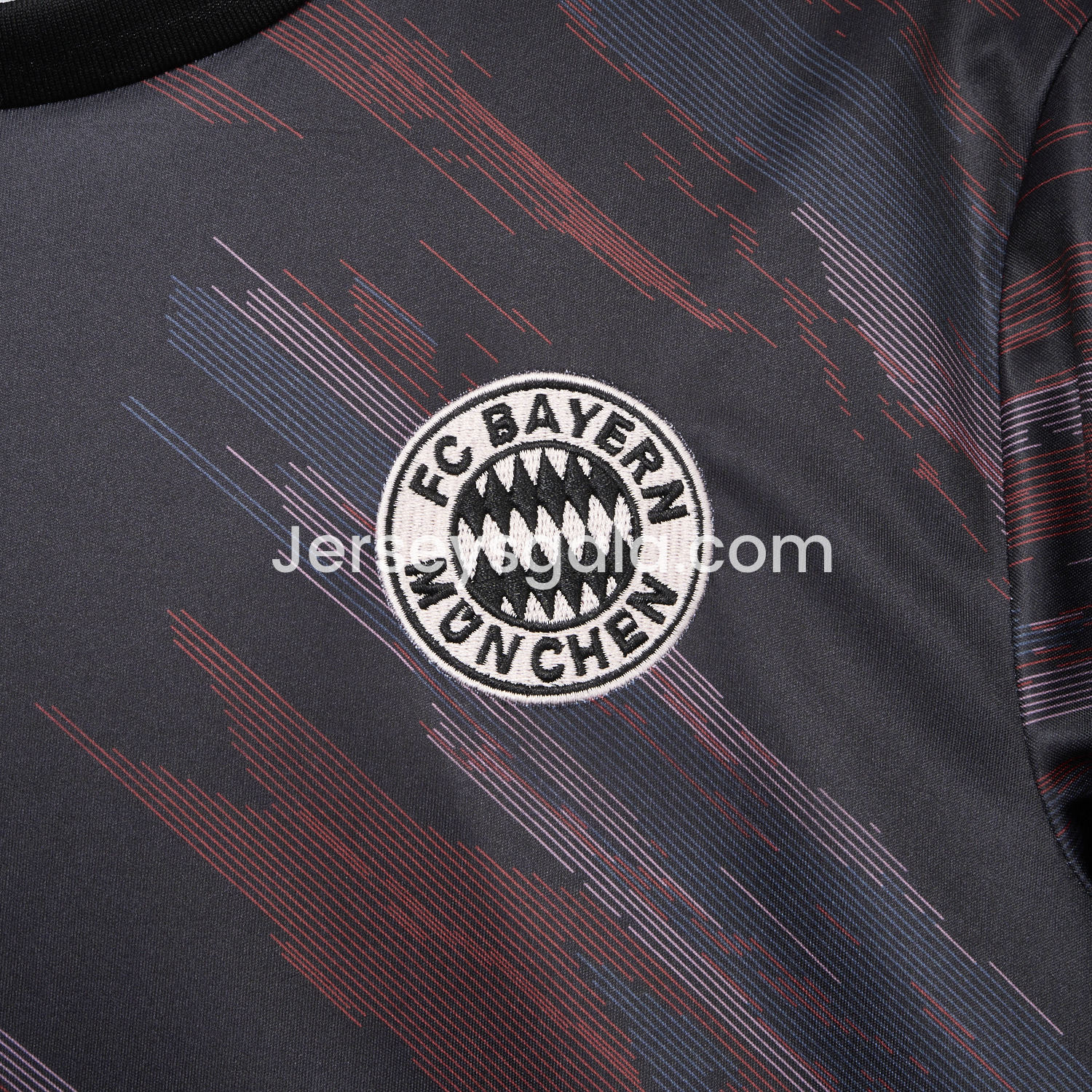JerseysGala.com | Bayern Munich 25-26 Black & Red Stripe Training Jersey - Fans Version -Customize Name, Number and Patch | Worldwide Shipping