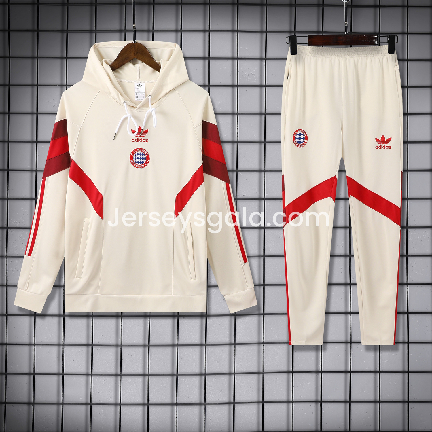 JerseysGala.com | Bayern Munich 24-25 Originals LFSTLR Training Hoodie Set - Beige -Customize Name, Number and Patch | Worldwide Shipping