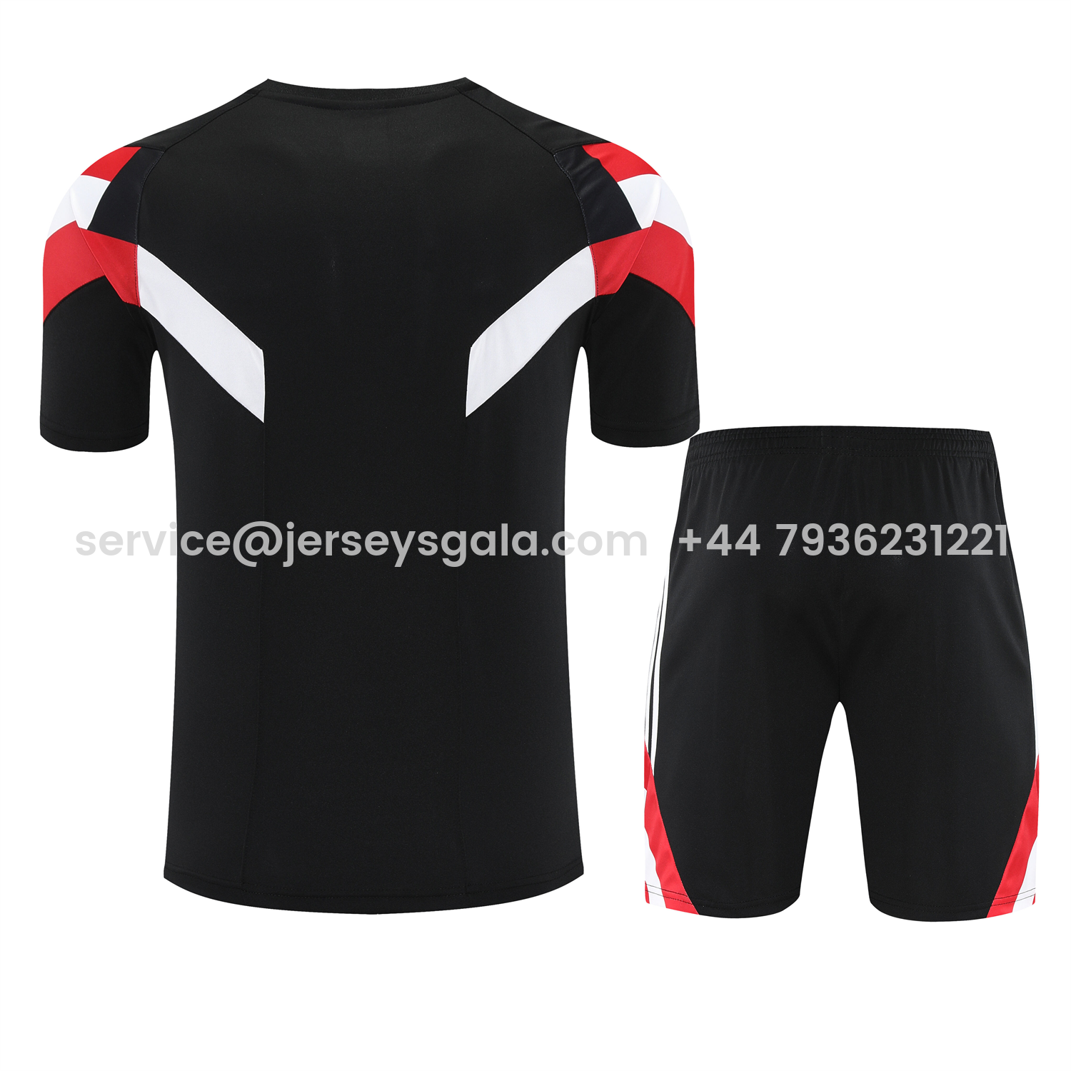 JerseysGala.com | Manchester United 25-26 Short-Sleeve Training Set - Red Devil Black Top & Black Shorts -Customize Name, Number and Patch | Worldwide Shipping