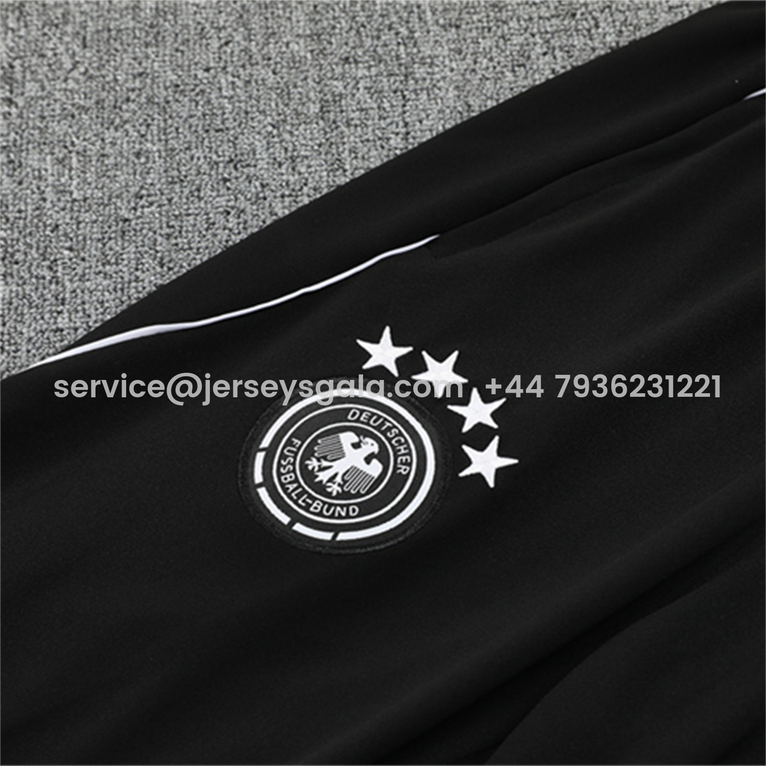 JerseysGala.com | Germany 25-26 Kids Long Sleeve Training Set - White Top and Black Pants -Customize Name, Number and Patch | Worldwide Shipping