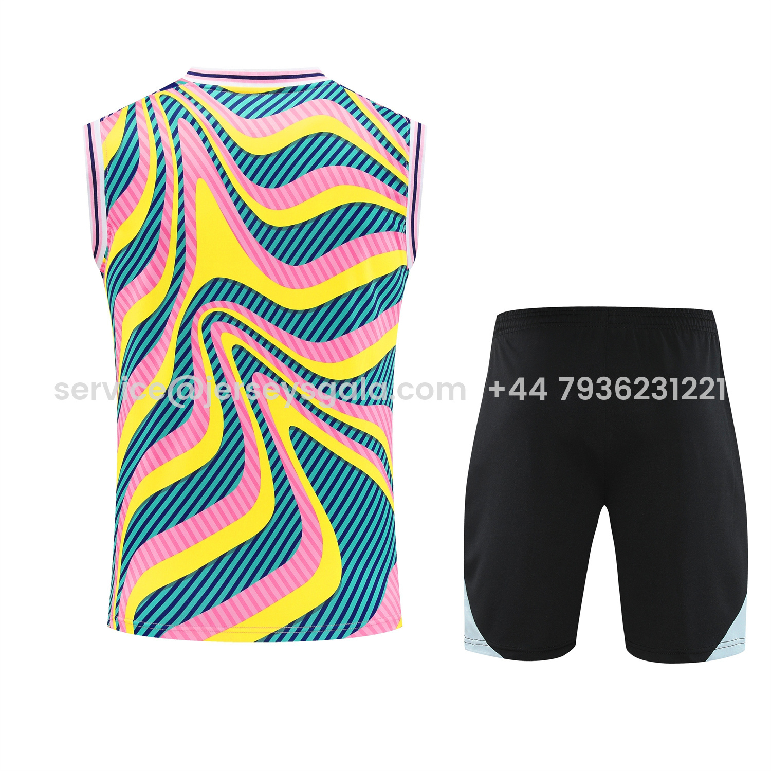 JerseysGala.com | Real Madrid 25-26 Vest Training Set - Colorful Vest & Black Shorts -Customize Name, Number and Patch | Worldwide Shipping