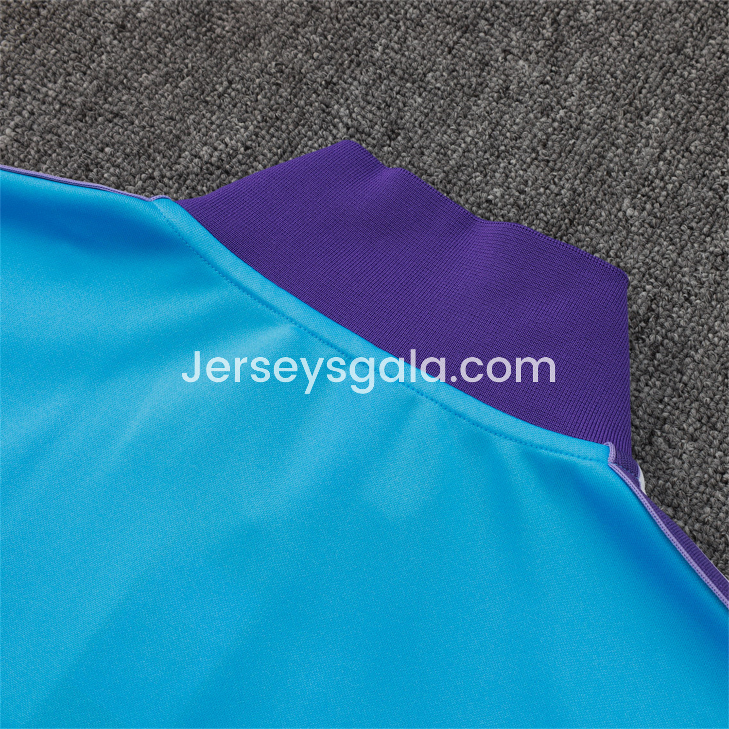 JerseysGala.com | Real Madrid 25-26 Throwback Trefoil Jacket Training Tracksuit - Blue Jackets & Purple Pants -Customize Name, Number and Patch | Worldwide Shipping