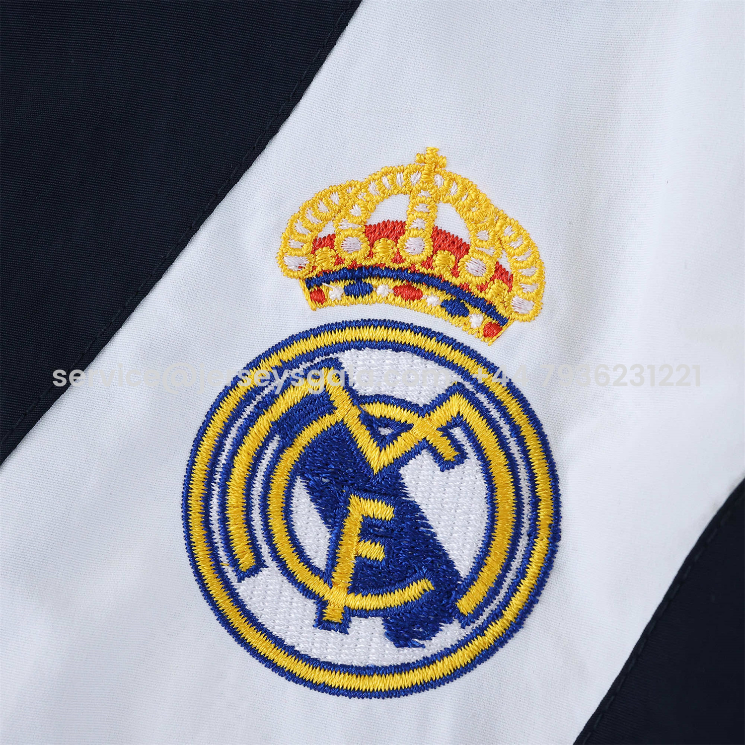 JerseysGala.com | Real Madrid 25-26 Throwback Windbreaker Jacket - Black -Customize Name, Number and Patch | Worldwide Shipping