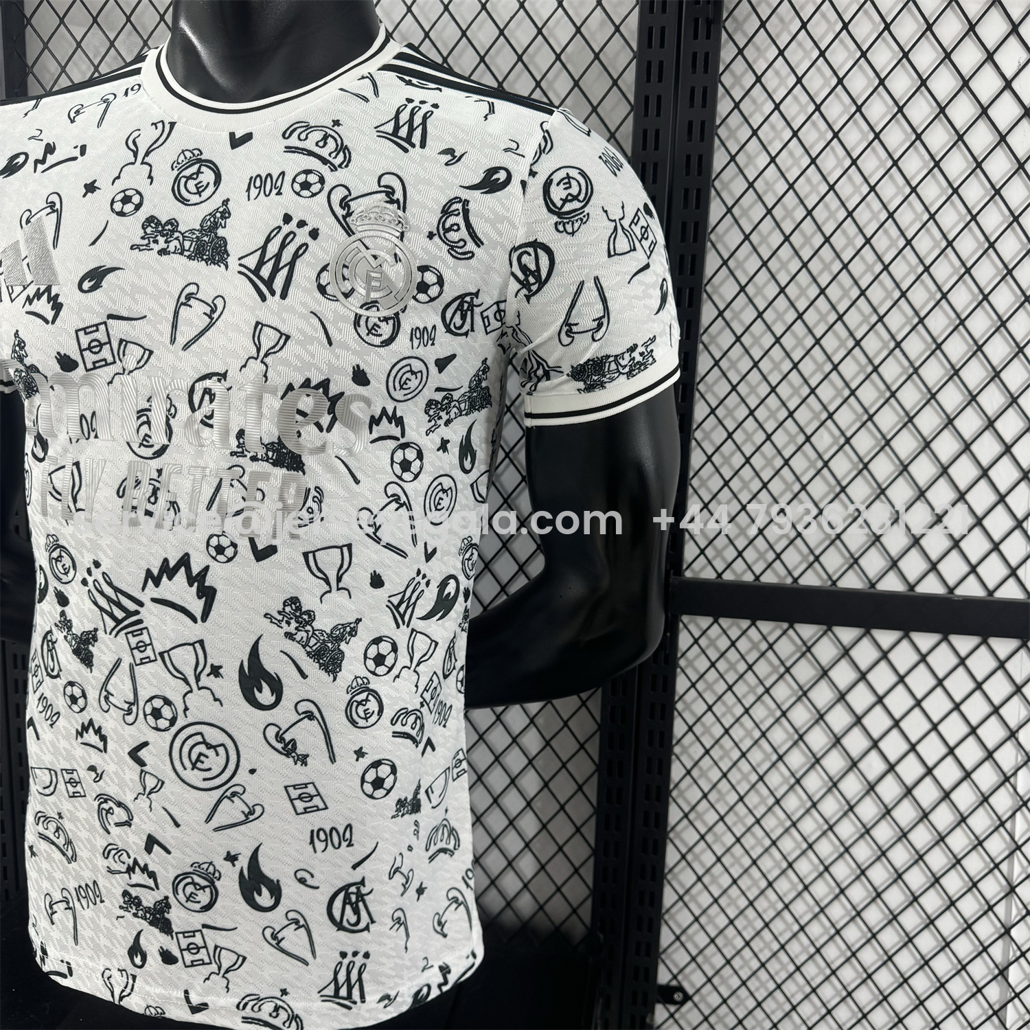 JerseysGala.com | Real Madrid 25-26 White Special Jersey with Black Emoji Icons - Player Version -Customize Name, Number and Patch | Worldwide Shipping