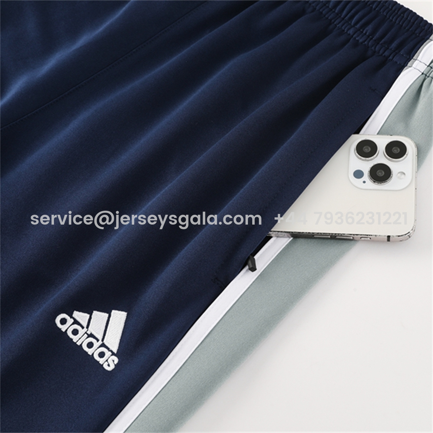 JerseysGala.com | Real Madrid 25-26 Jacket Training Tracksuit - Blue Grey Jackets & Pants -Customize Name, Number and Patch | Worldwide Shipping