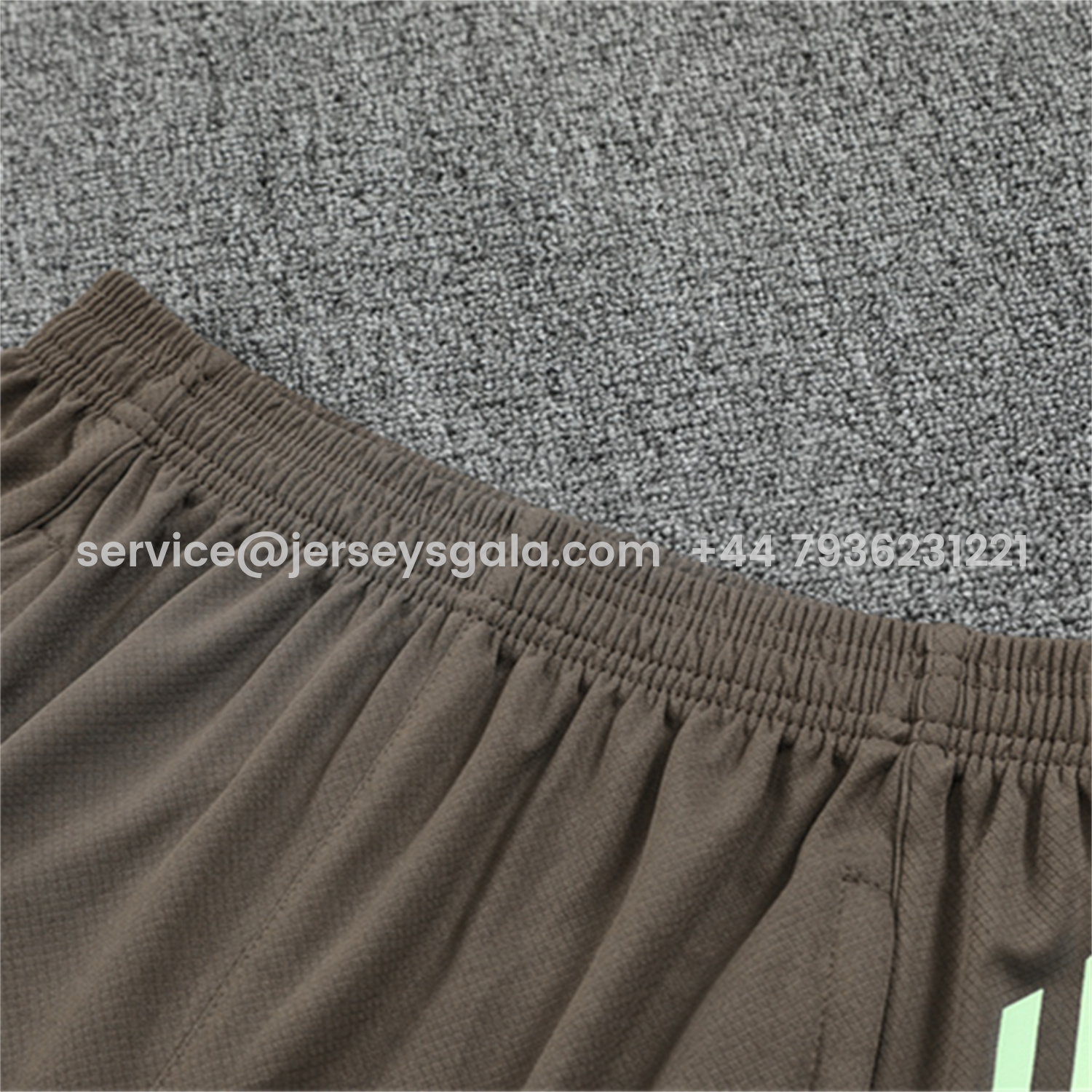 JerseysGala.com | Real Madrid 25-26 Kids Short-Sleeve Training Set - Dark Khaki Top and Shorts -Customize Name, Number and Patch | Worldwide Shipping