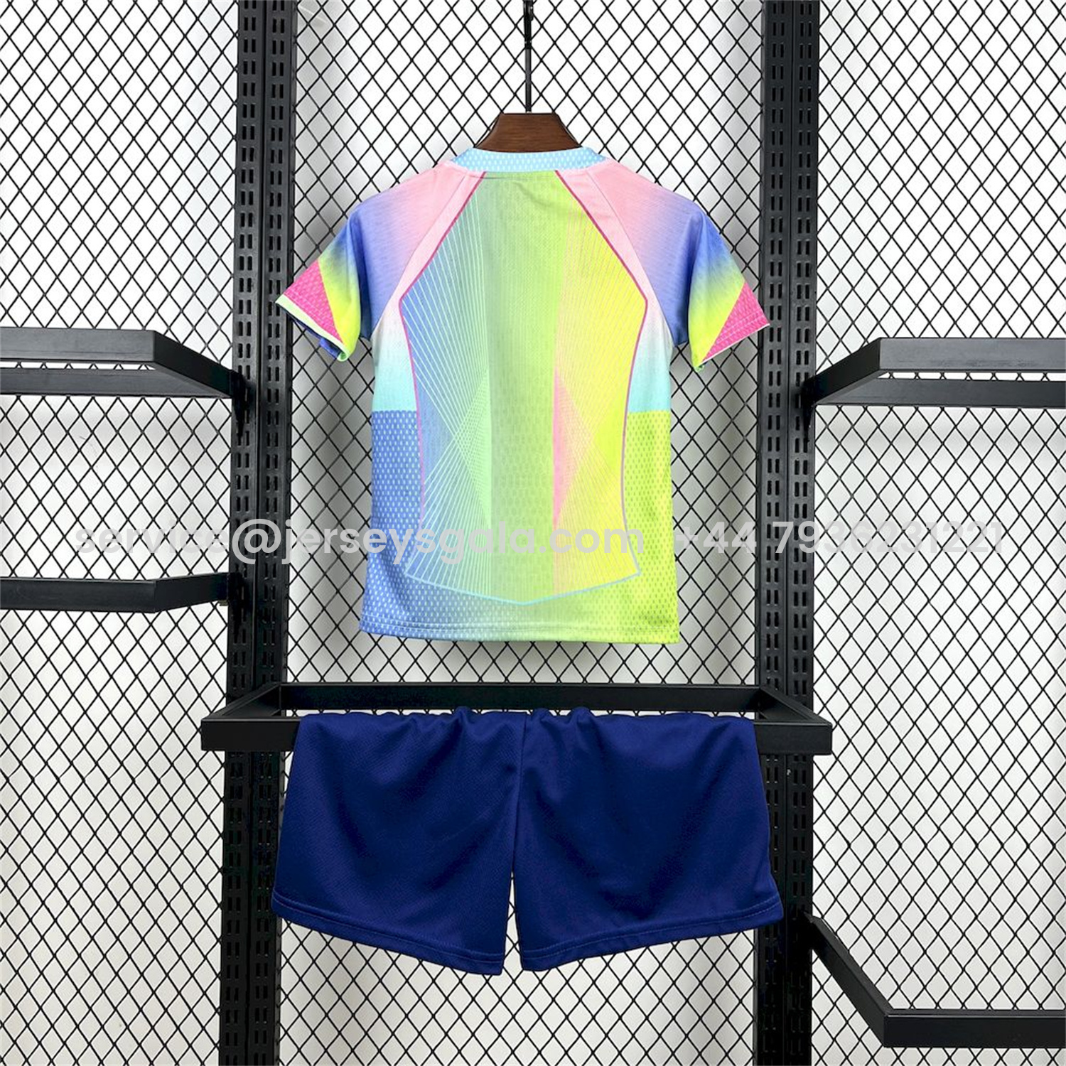 JerseysGala.com | Barcelona 25-26 T90 White Lines Yellow Blue Gradient Special Kids Kit -Customize Name, Number and Patch | Worldwide Shipping