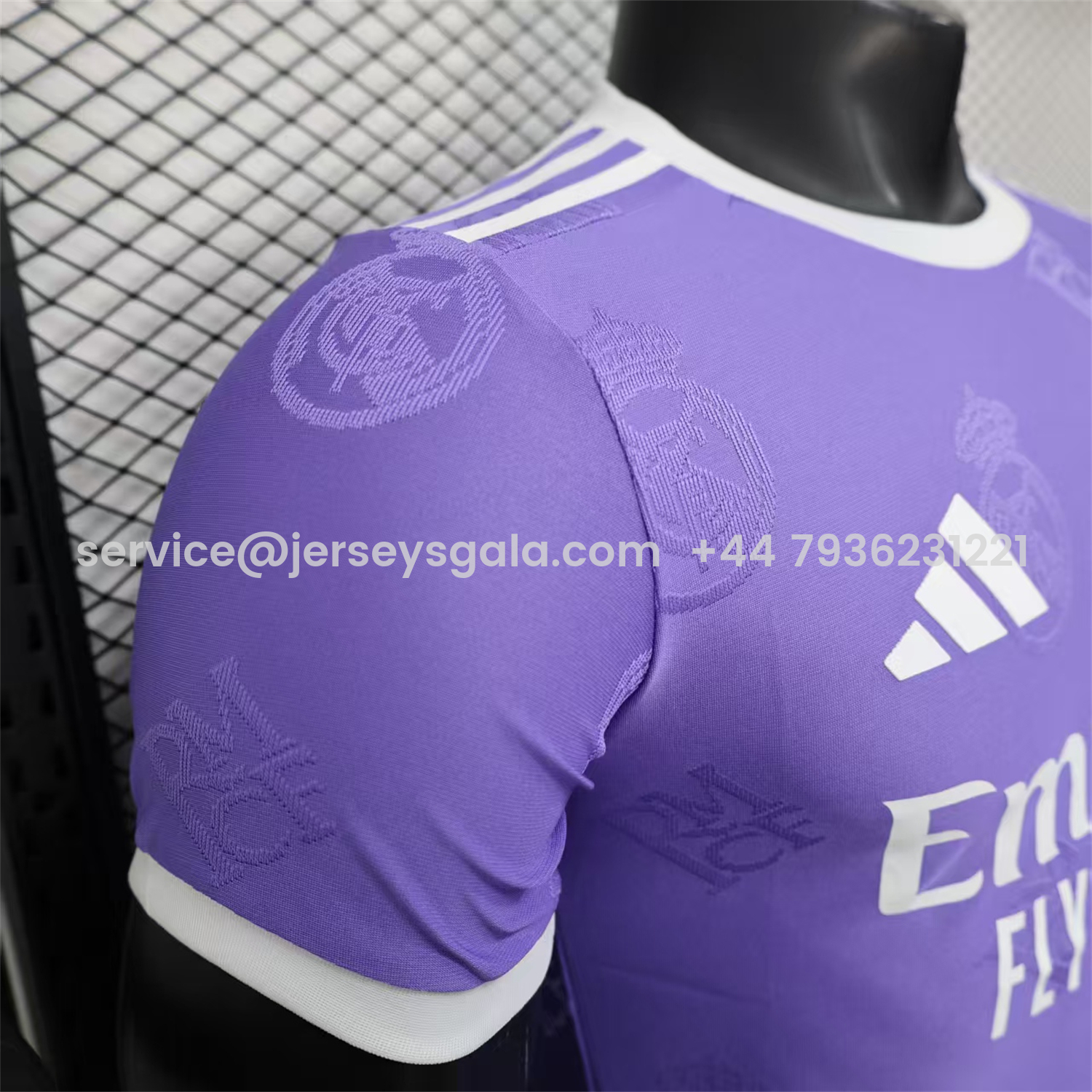 JerseysGala.com | Real Madrid 25-26 Purple Team Logo Jacquard Special Jersey - Player Version -Customize Name, Number and Patch | Worldwide Shipping