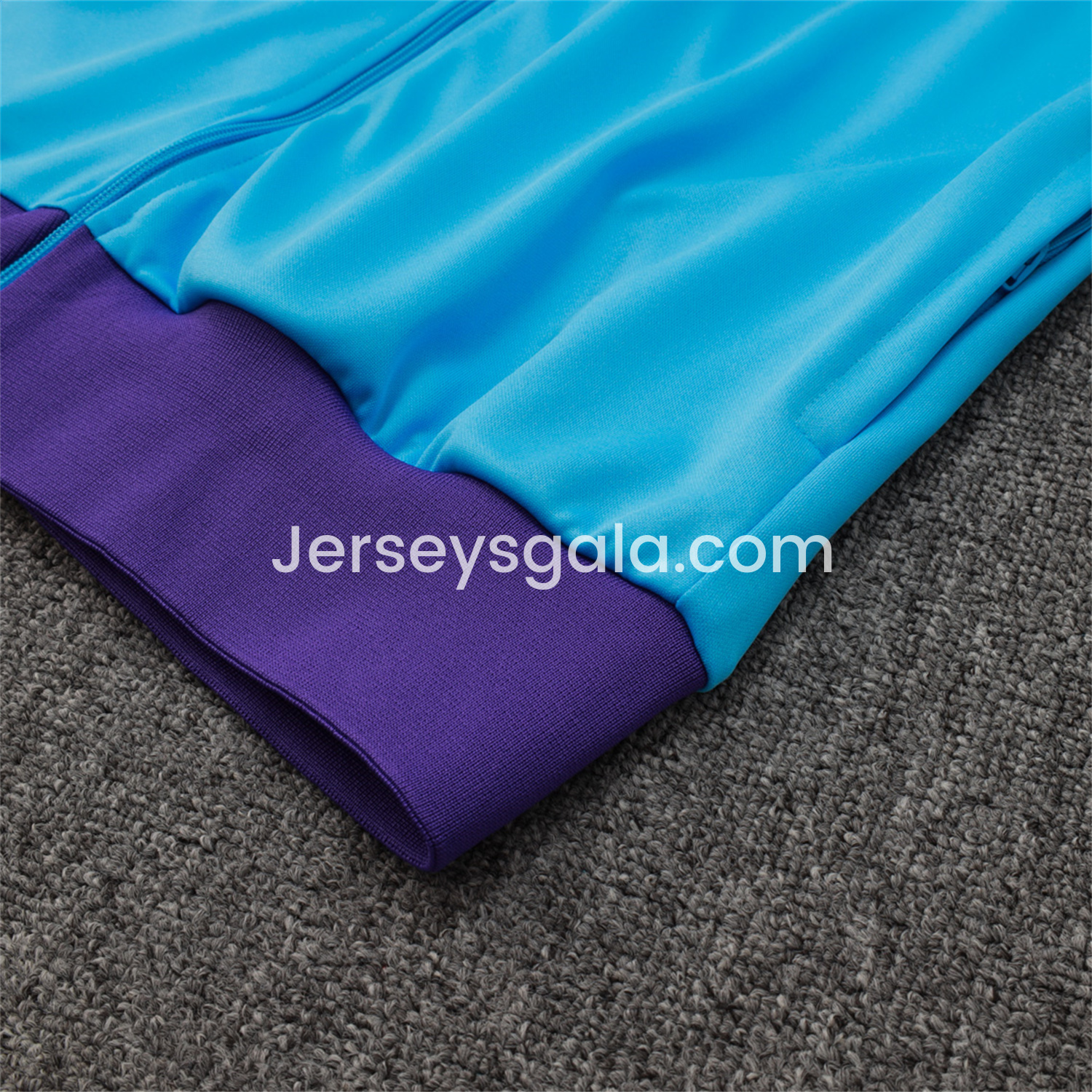 JerseysGala.com | Real Madrid 25-26 Throwback Trefoil Jacket Training Tracksuit - Blue Jackets & Purple Pants -Customize Name, Number and Patch | Worldwide Shipping
